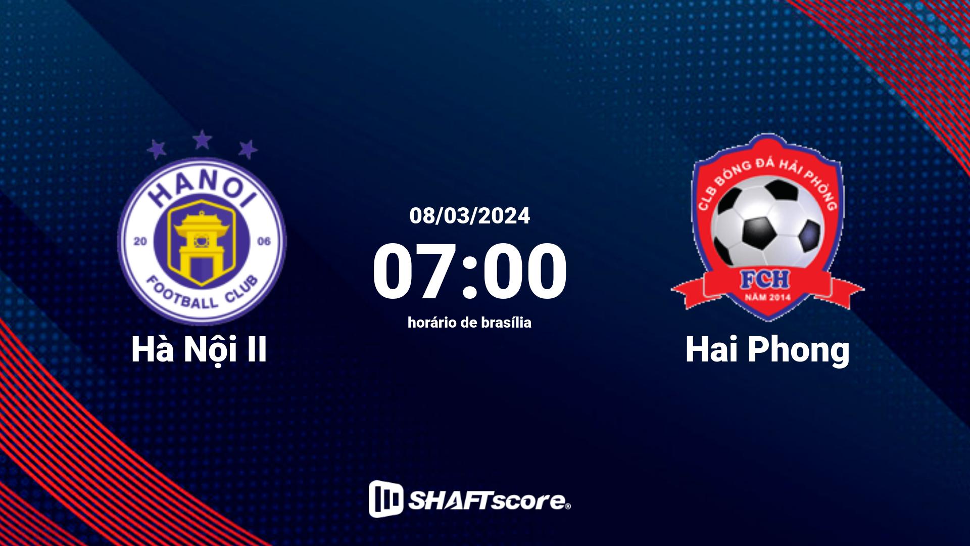 Estatísticas do jogo Hà Nội II vs Hai Phong 08.03 07:00