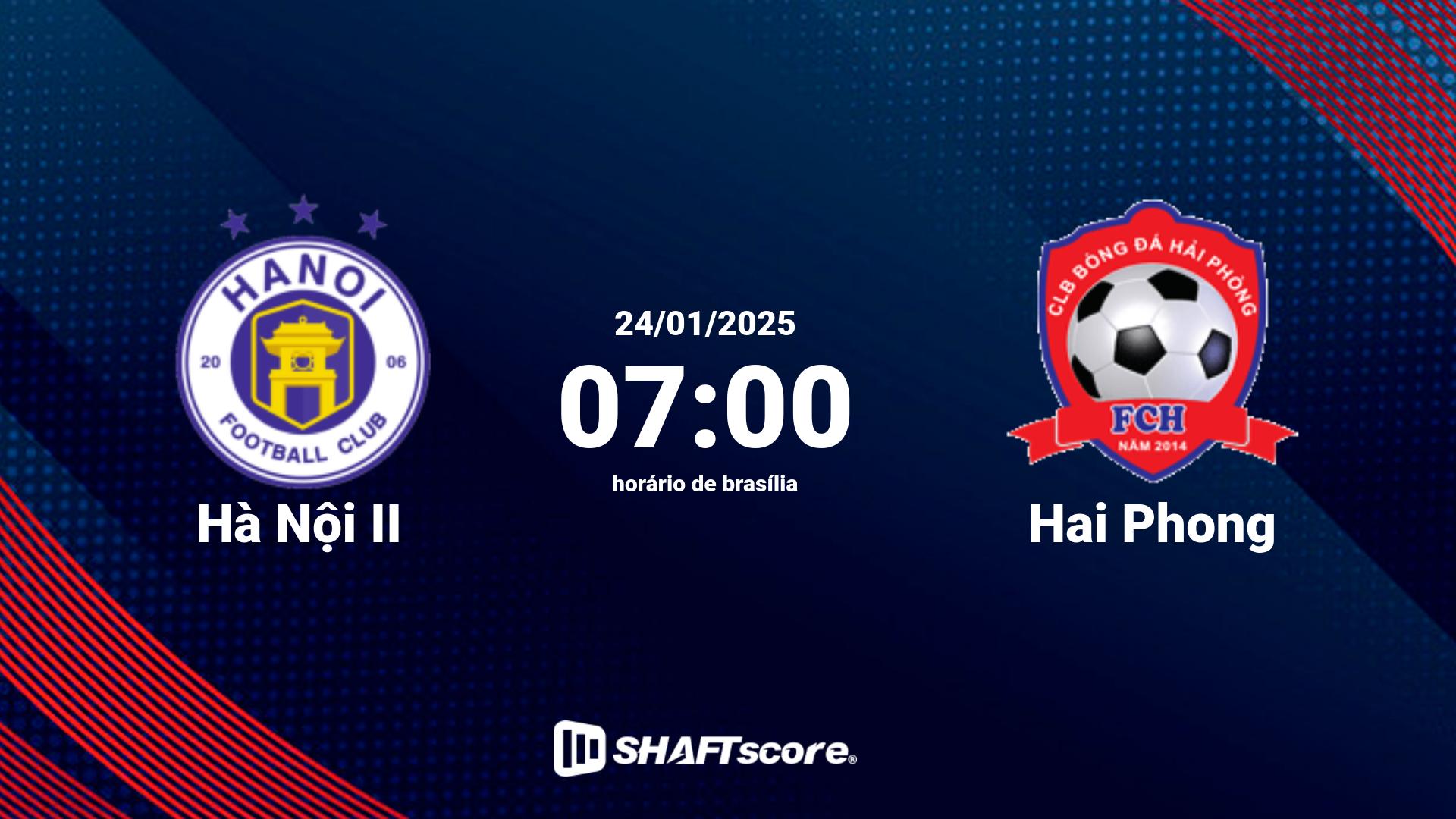 Estatísticas do jogo Hà Nội II vs Hai Phong 24.01 07:00