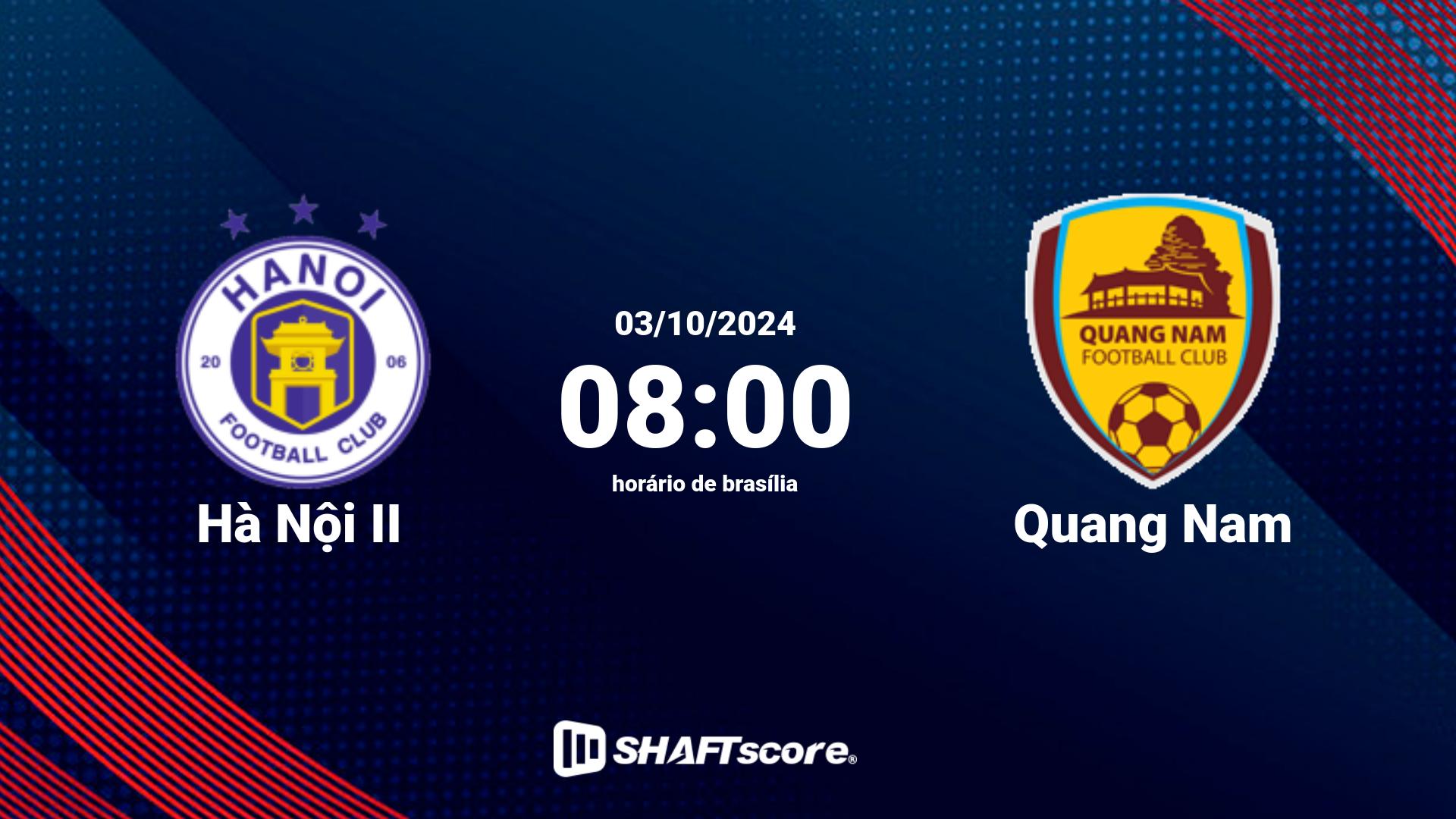 Estatísticas do jogo Hà Nội II vs Quang Nam 03.10 08:00