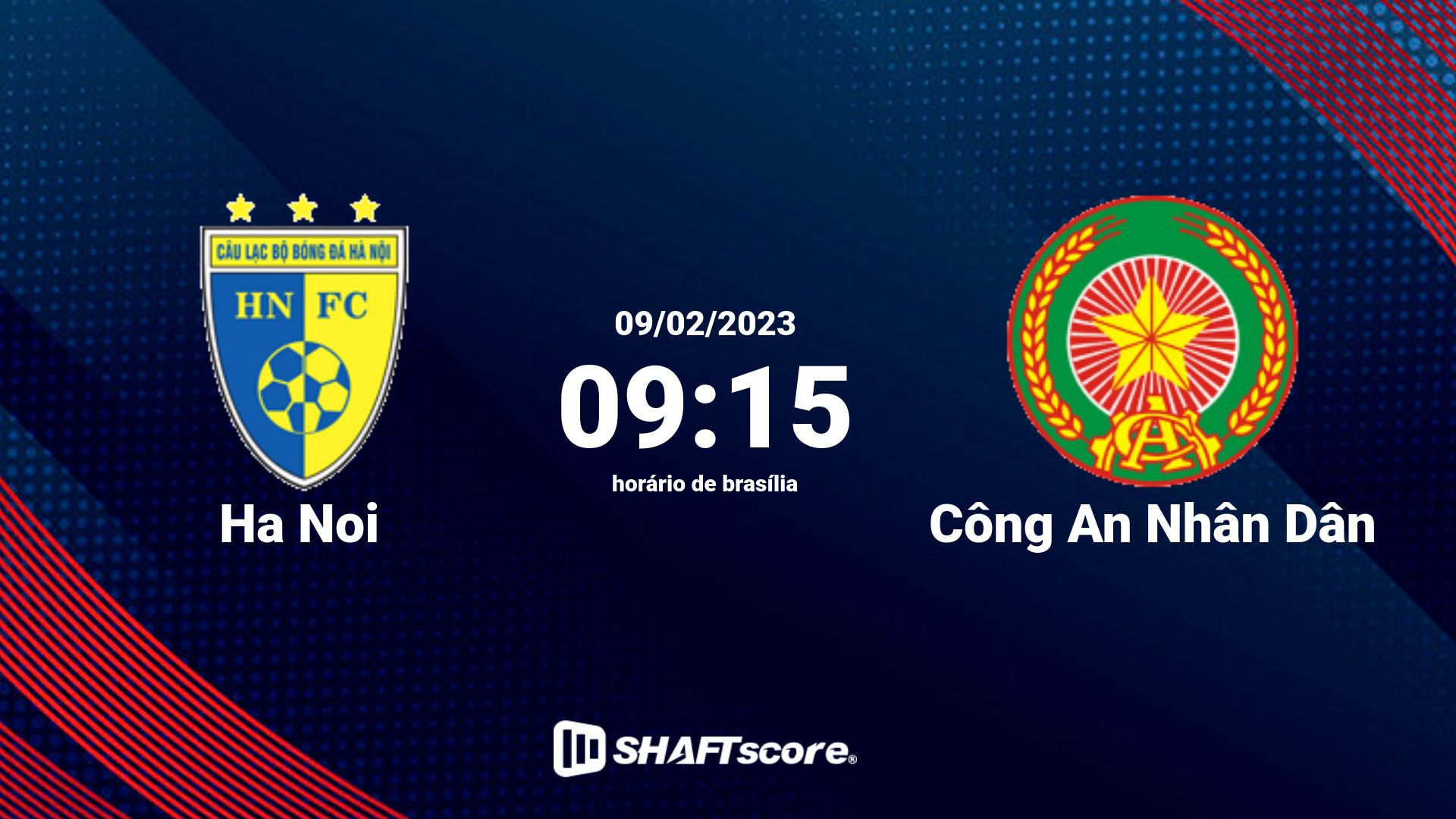 Estatísticas do jogo Ha Noi vs Công An Nhân Dân 09.02 09:15