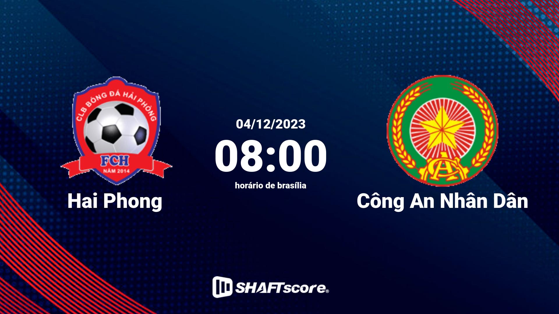 Estatísticas do jogo Hai Phong vs Công An Nhân Dân 04.12 08:00