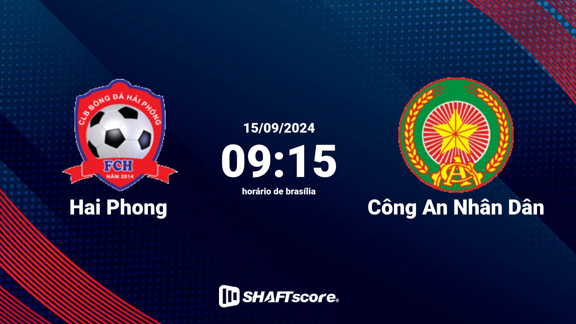 Estatísticas do jogo Hai Phong vs Công An Nhân Dân 15.09 09:15