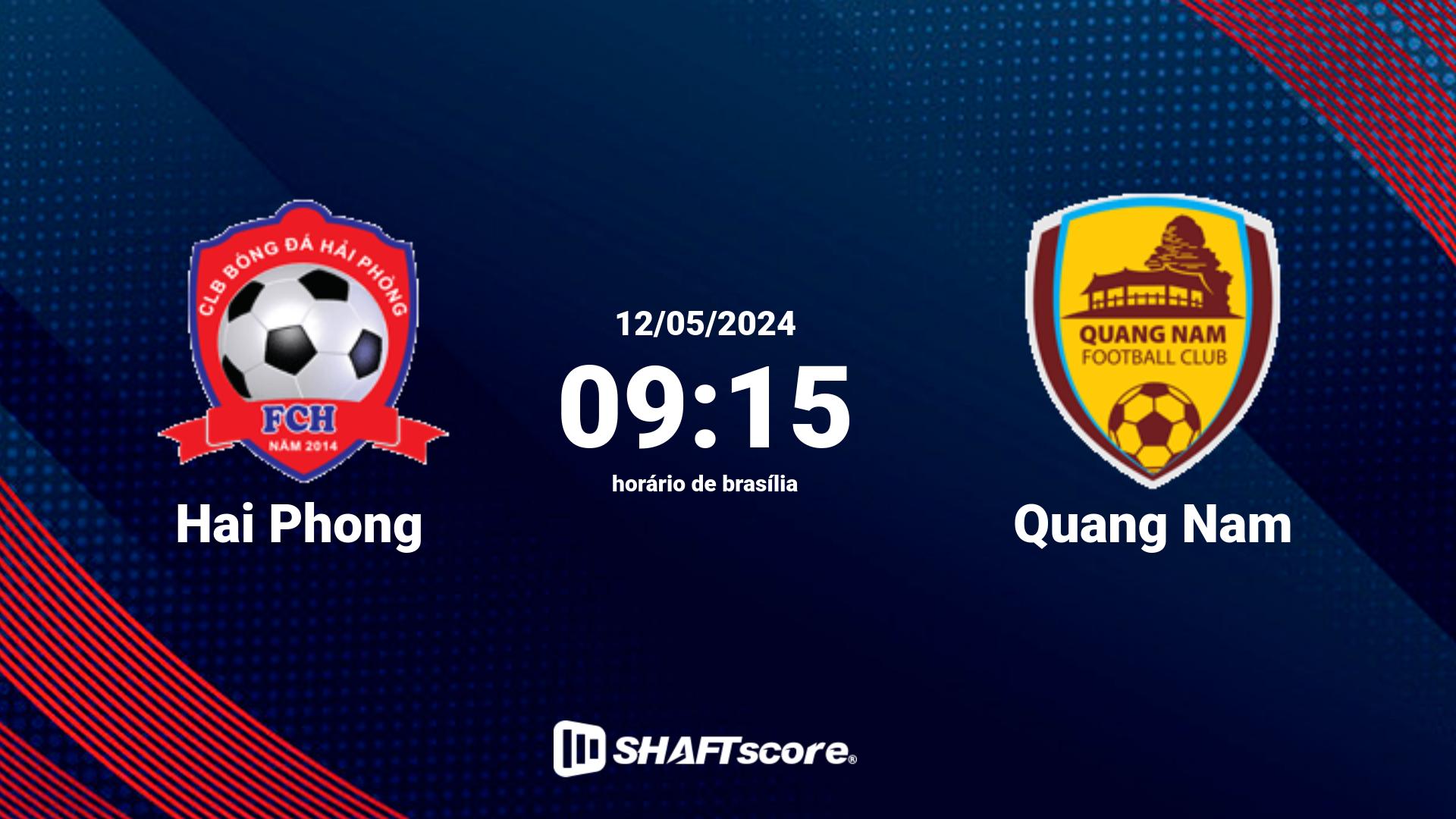 Estatísticas do jogo Hai Phong vs Quang Nam 12.05 09:15