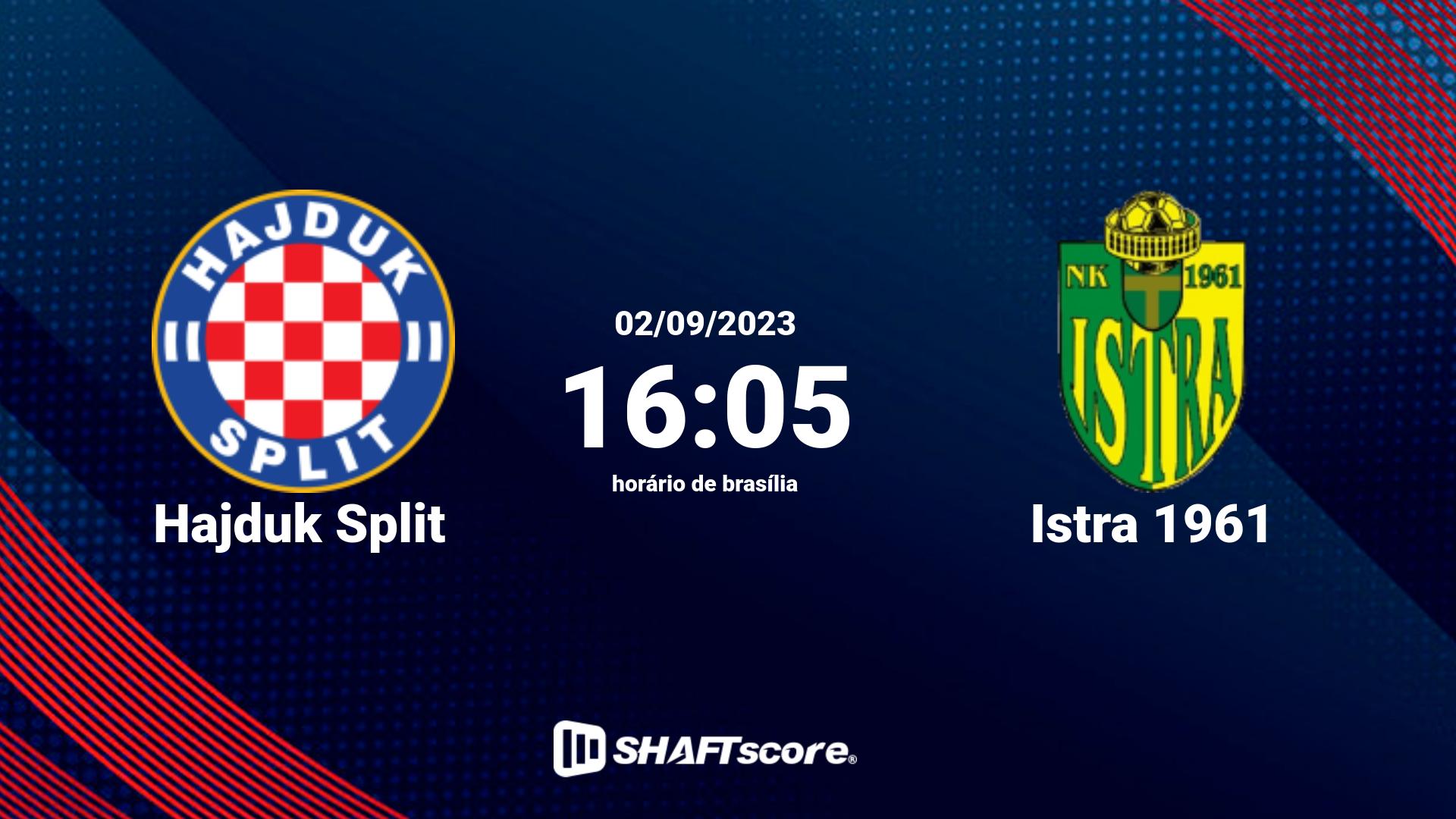 Estatísticas do jogo Hajduk Split vs Istra 1961 02.09 16:05