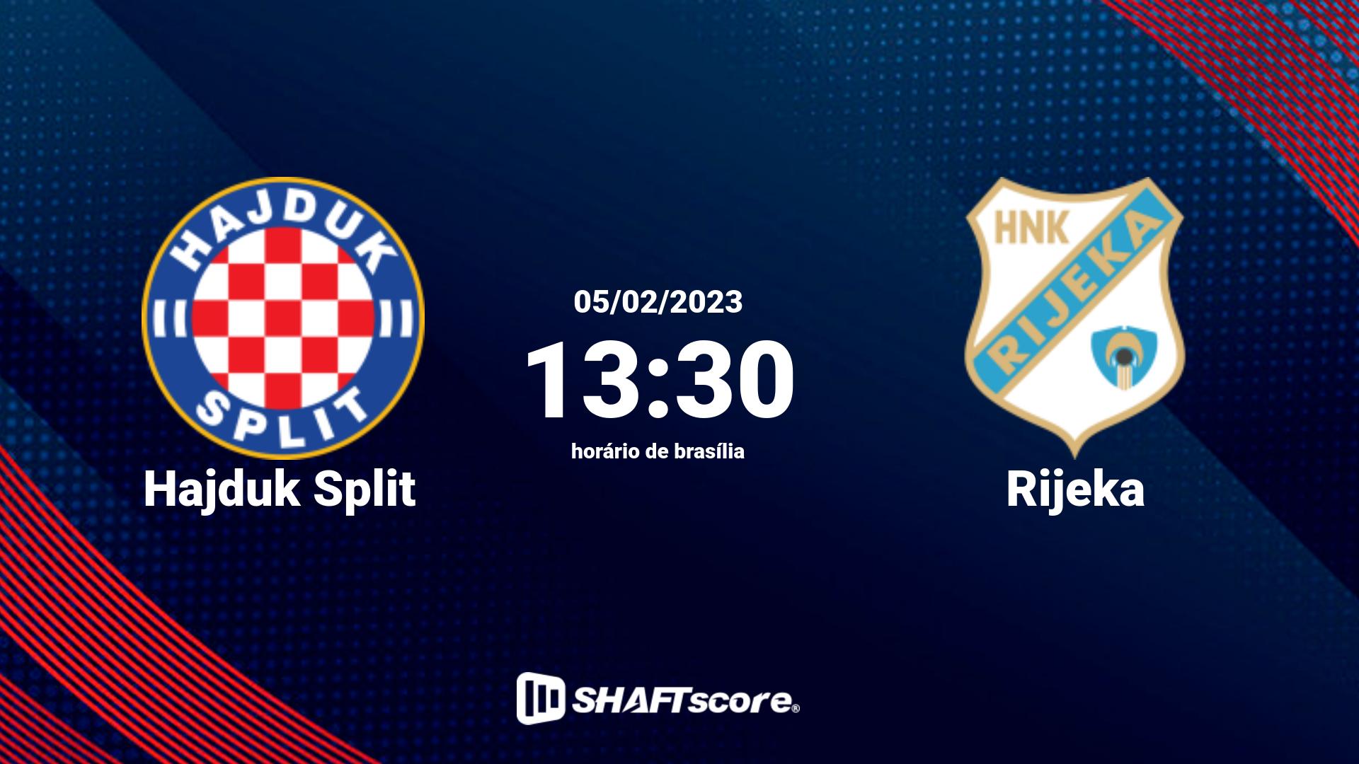 Estatísticas do jogo Hajduk Split vs Rijeka 05.02 13:30