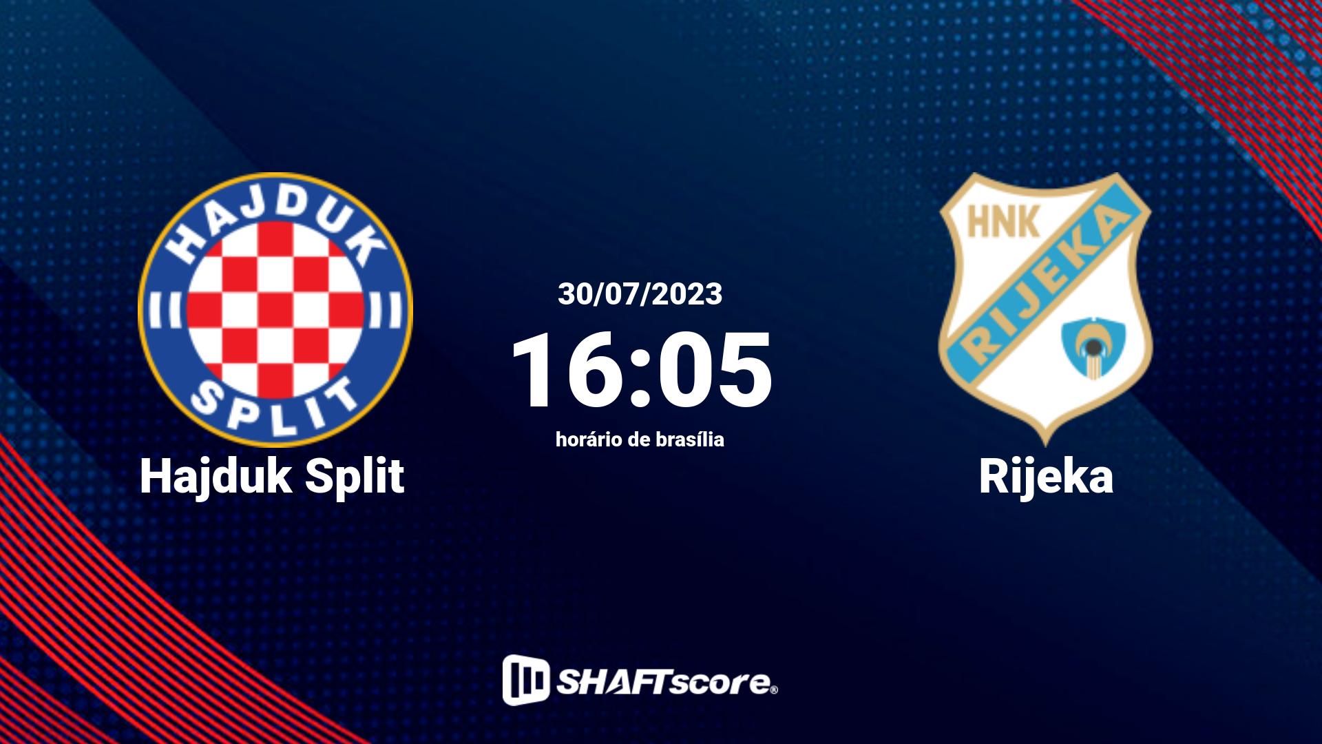 Estatísticas do jogo Hajduk Split vs Rijeka 30.07 16:05