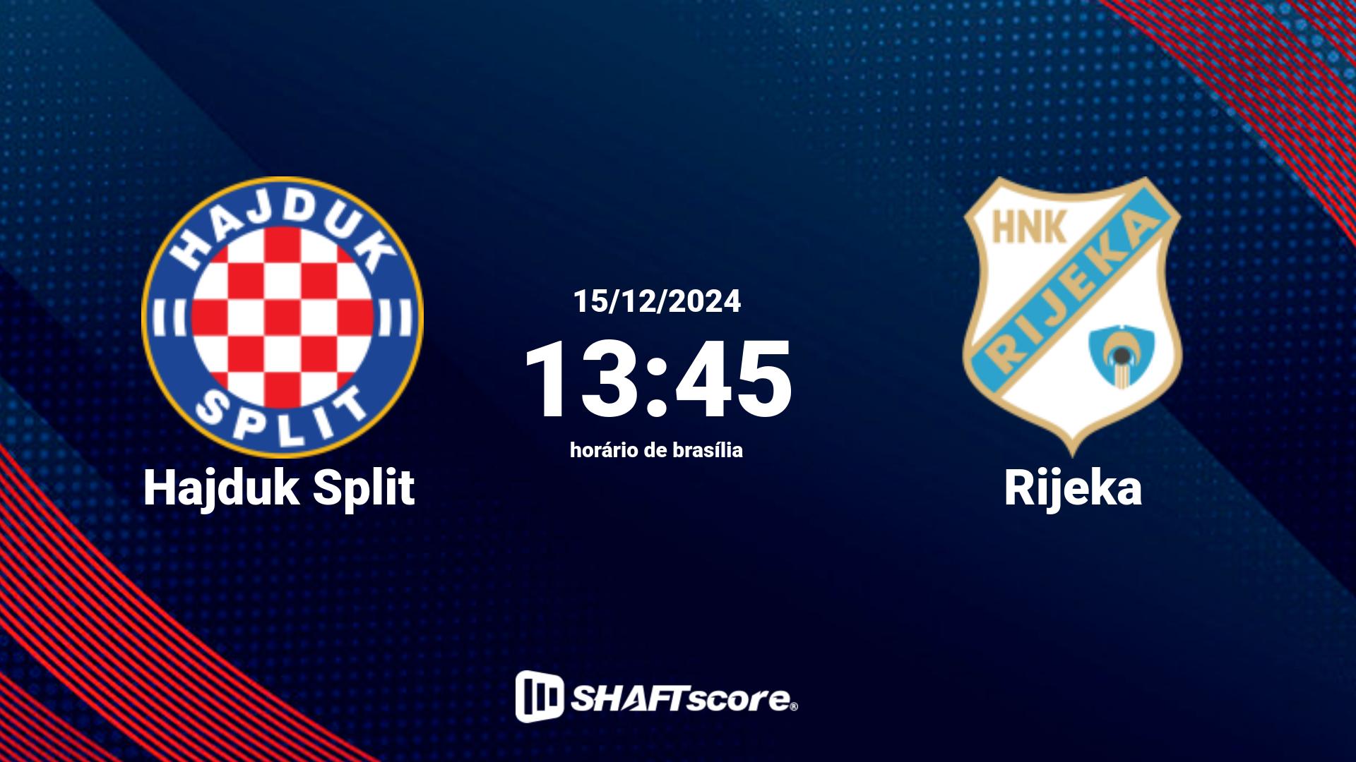 Estatísticas do jogo Hajduk Split vs Rijeka 15.12 13:45