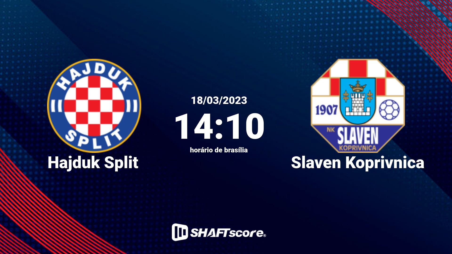 Estatísticas do jogo Hajduk Split vs Slaven Koprivnica 18.03 14:10