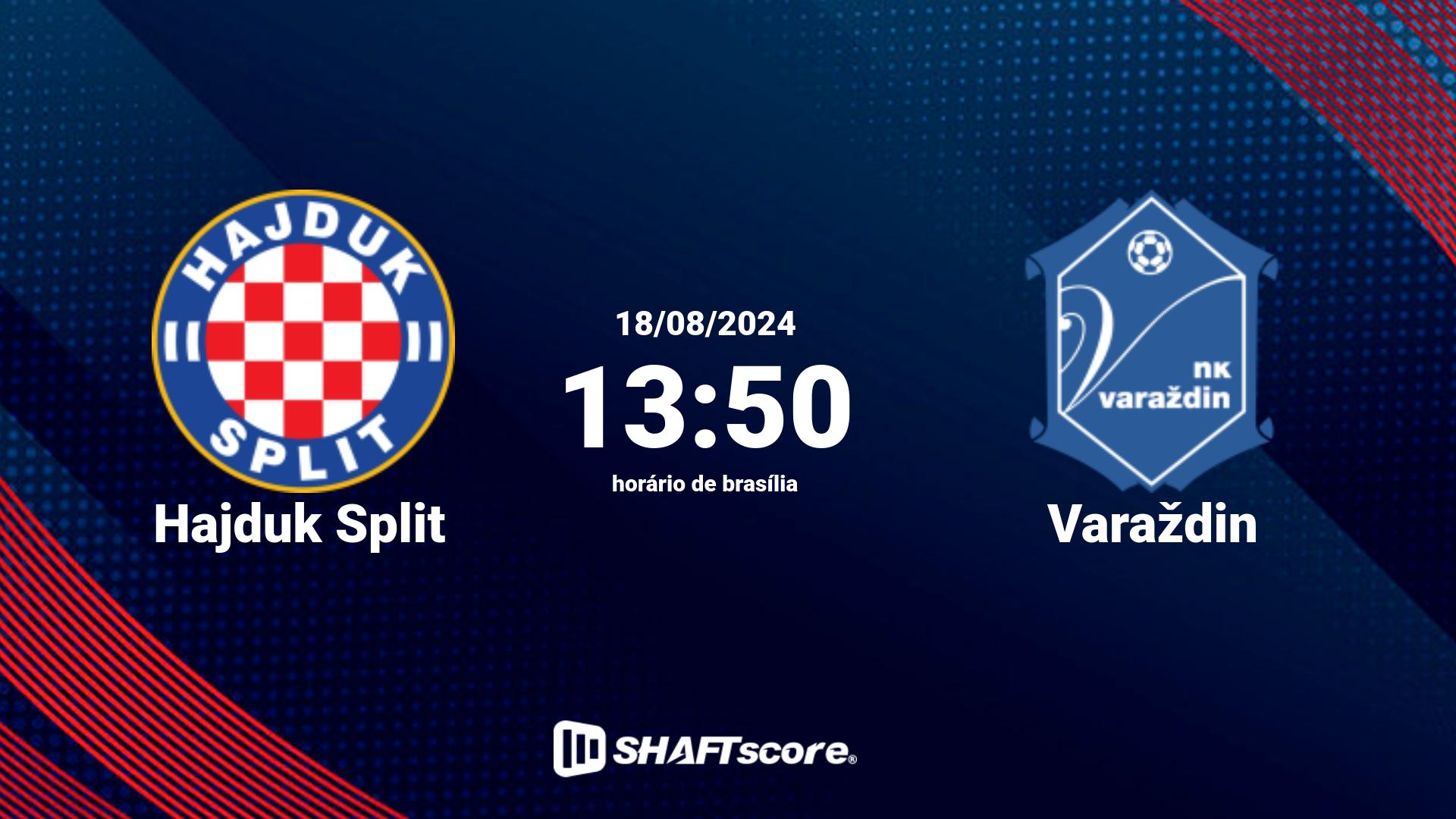 Estatísticas do jogo Hajduk Split vs Varaždin 18.08 13:50