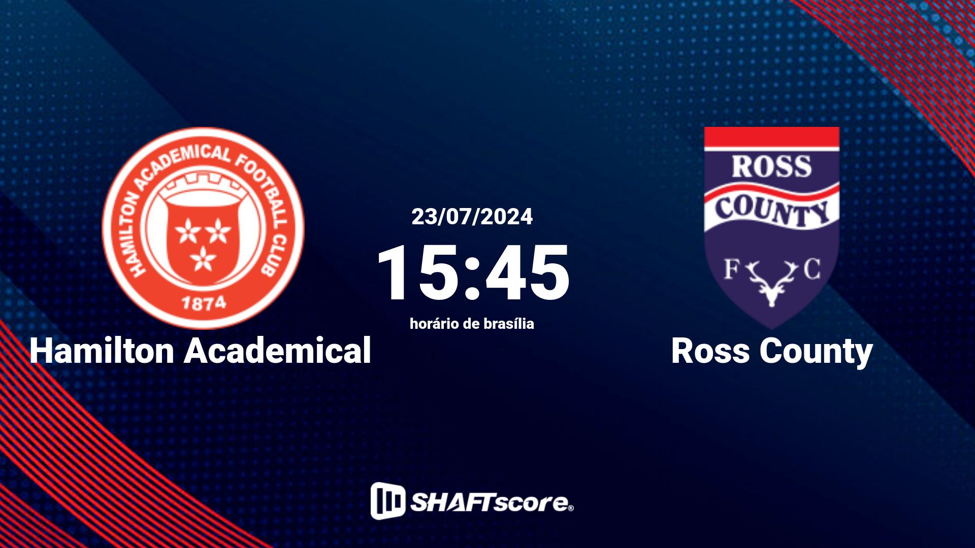 Estatísticas do jogo Hamilton Academical vs Ross County 23.07 15:45