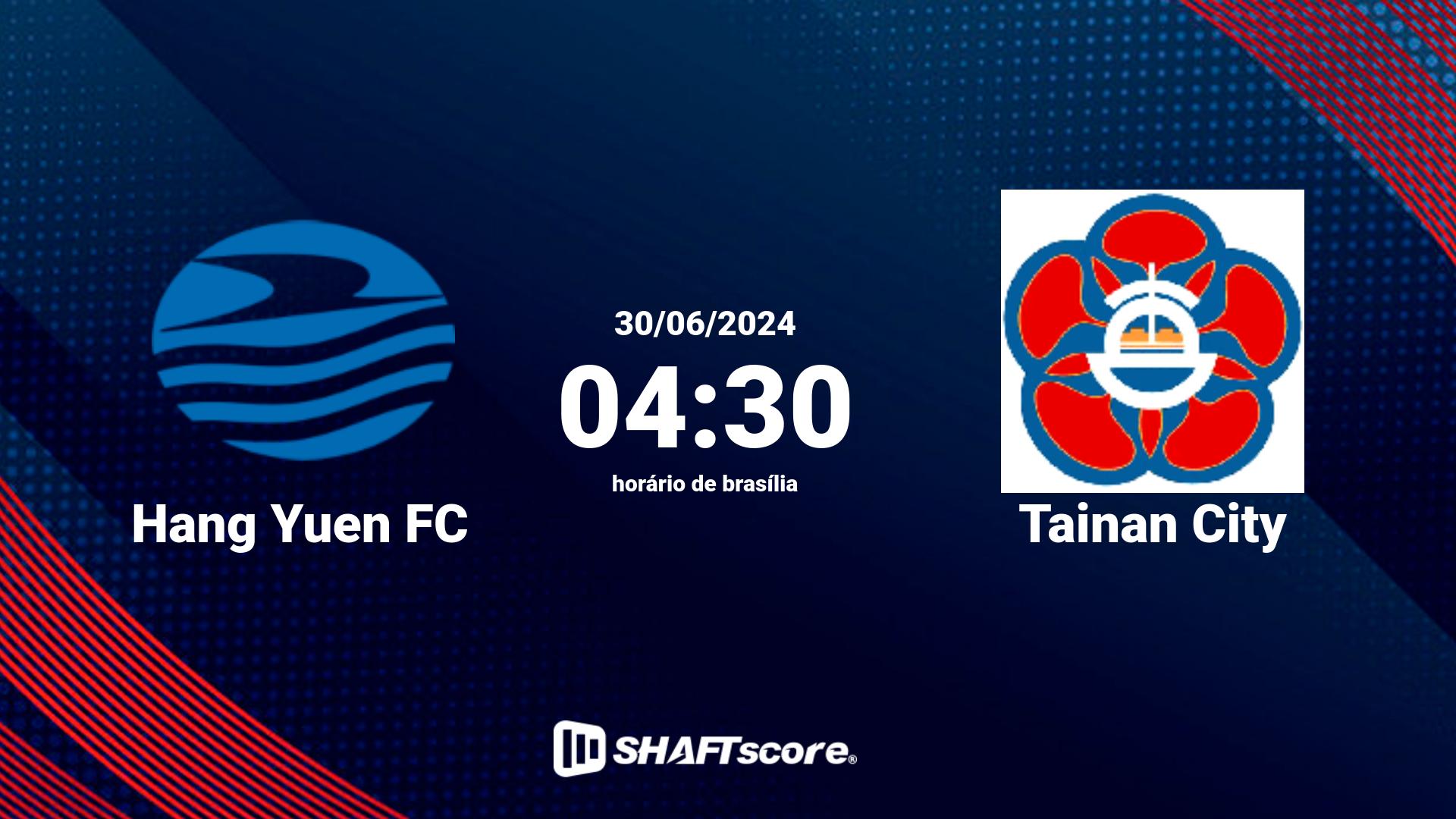 Estatísticas do jogo Hang Yuen FC vs Tainan City 30.06 04:30