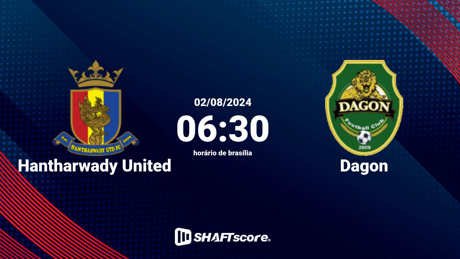 Estatísticas do jogo Hantharwady United vs Dagon 02.08 06:30