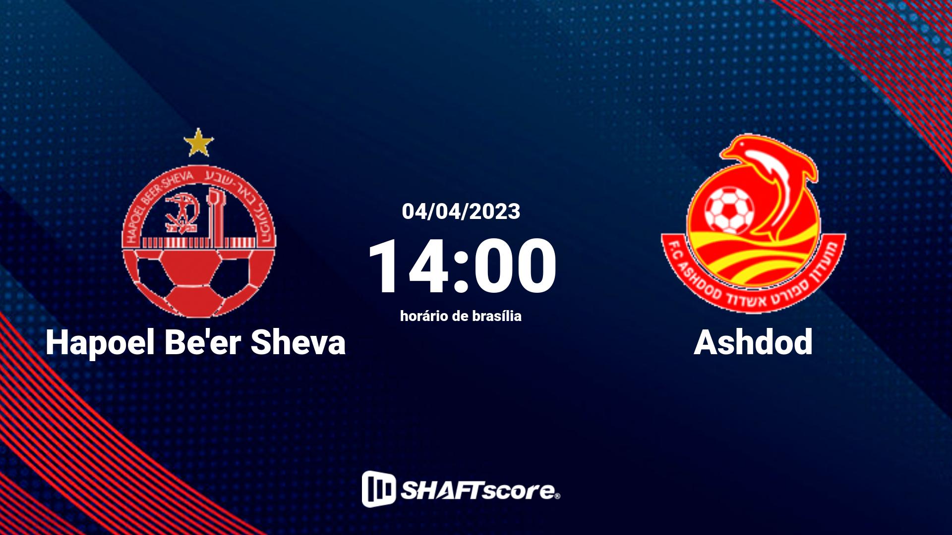 Estatísticas do jogo Hapoel Be'er Sheva vs Ashdod 04.04 14:00