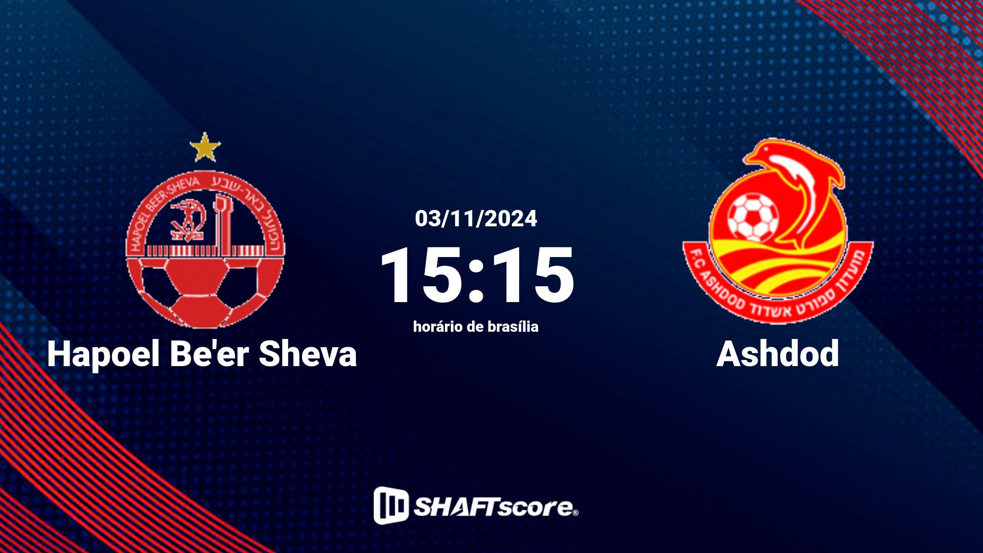 Estatísticas do jogo Hapoel Be'er Sheva vs Ashdod 03.11 15:15