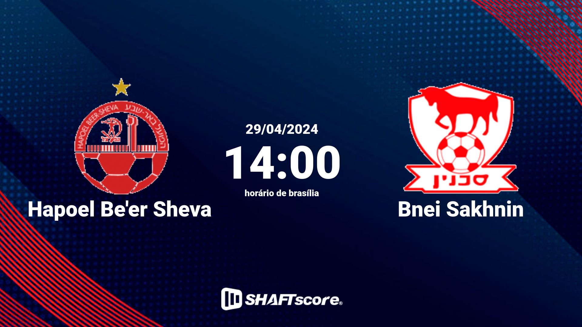 Estatísticas do jogo Hapoel Be'er Sheva vs Bnei Sakhnin 29.04 14:00