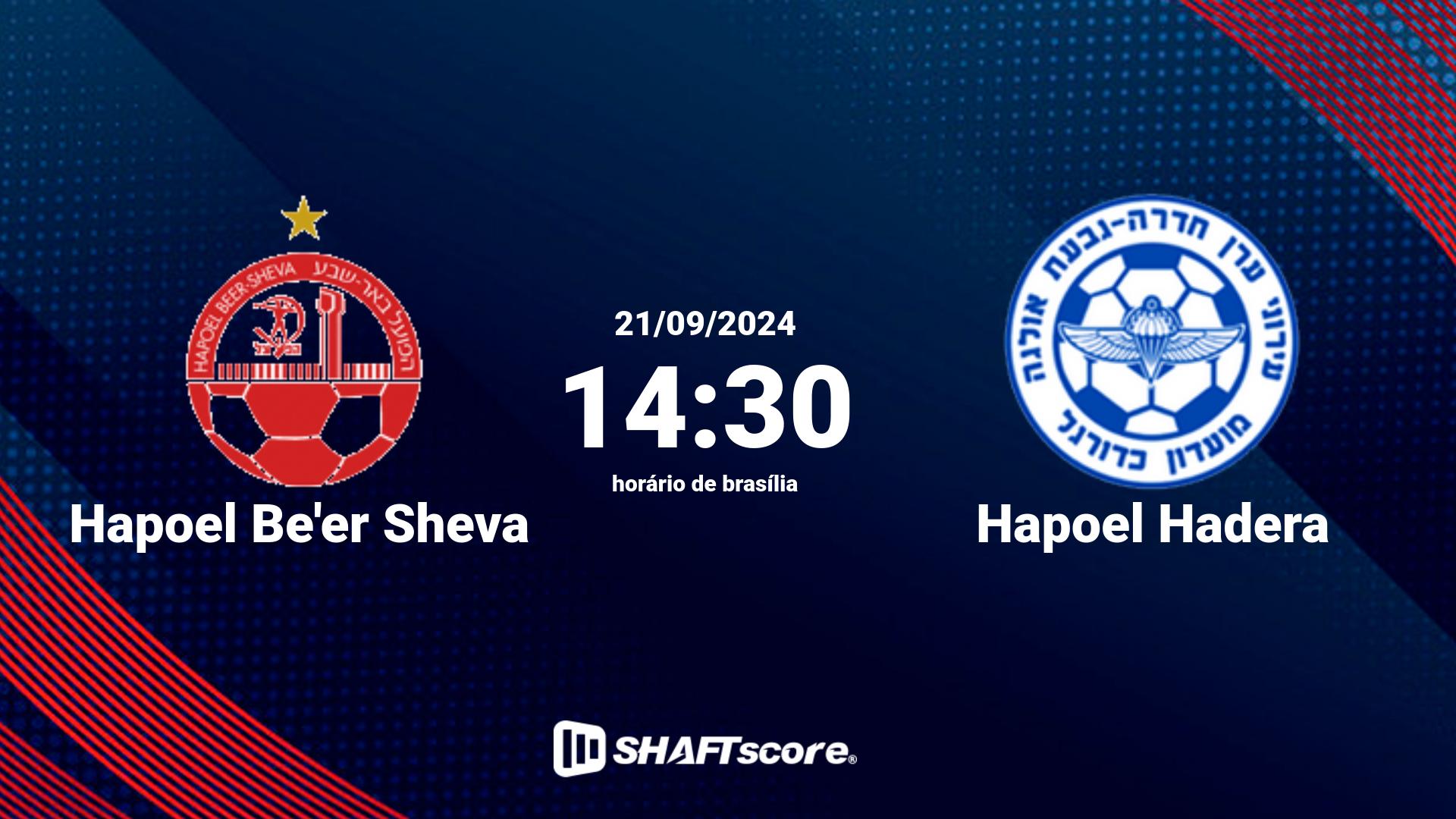 Estatísticas do jogo Hapoel Be'er Sheva vs Hapoel Hadera 21.09 14:30