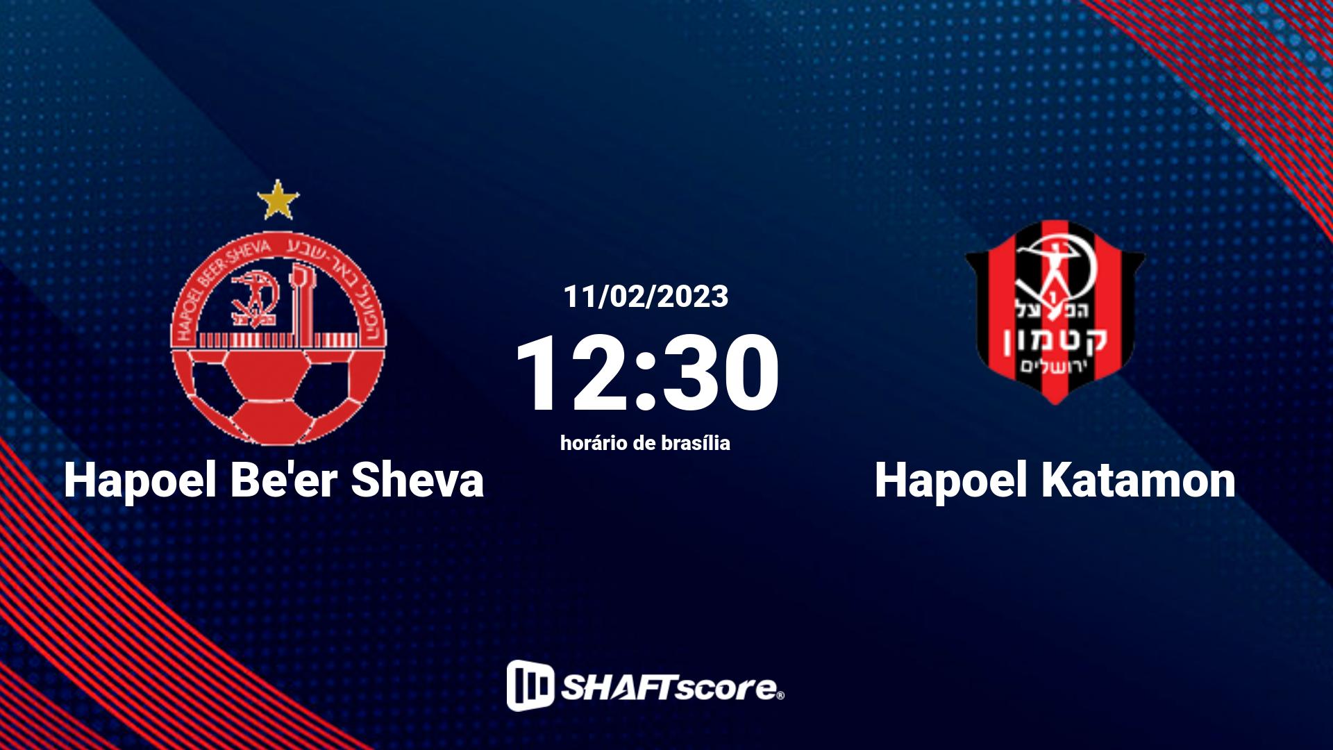 Estatísticas do jogo Hapoel Be'er Sheva vs Hapoel Katamon 11.02 12:30