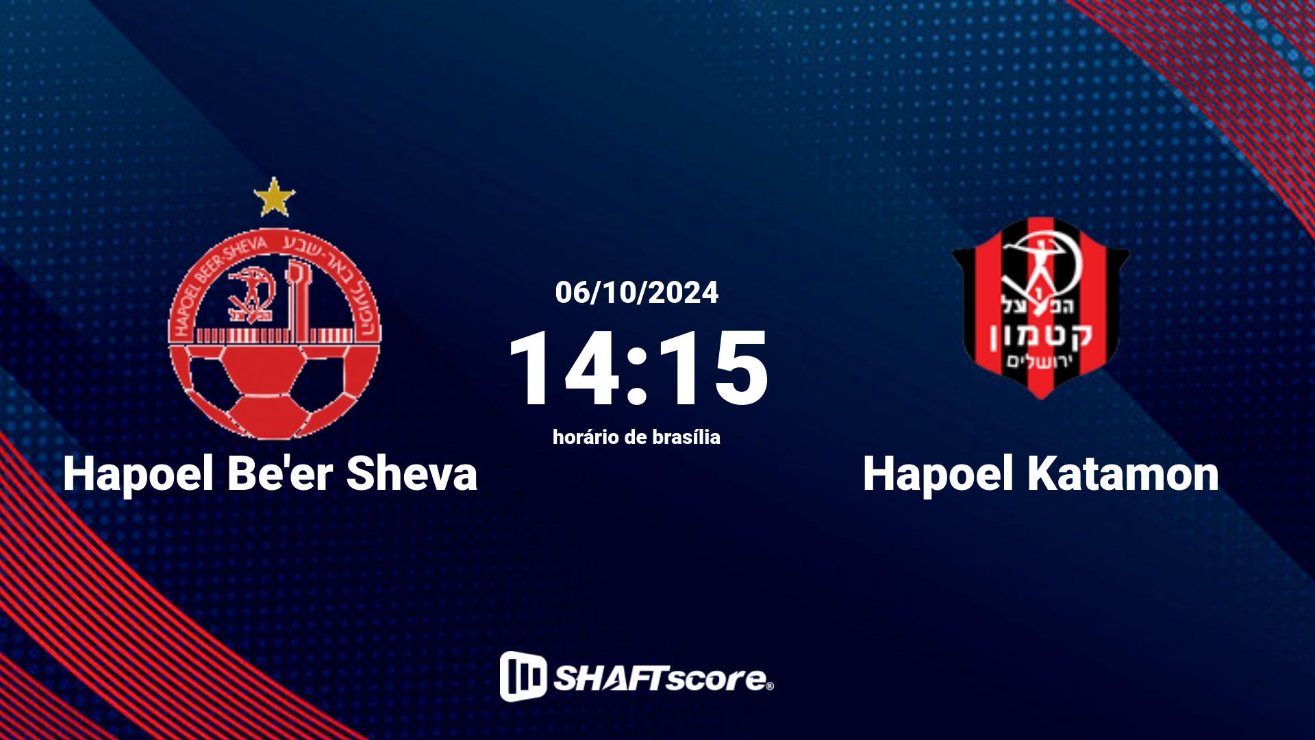 Estatísticas do jogo Hapoel Be'er Sheva vs Hapoel Katamon 06.10 14:15