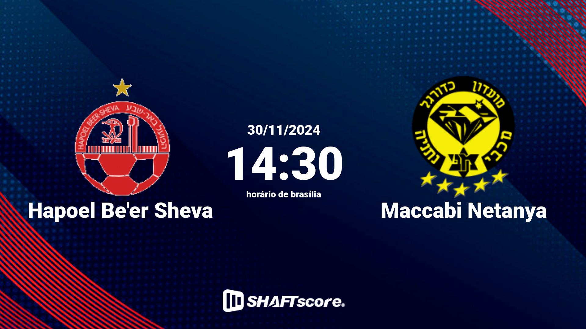 Estatísticas do jogo Hapoel Be'er Sheva vs Maccabi Netanya 30.11 14:30