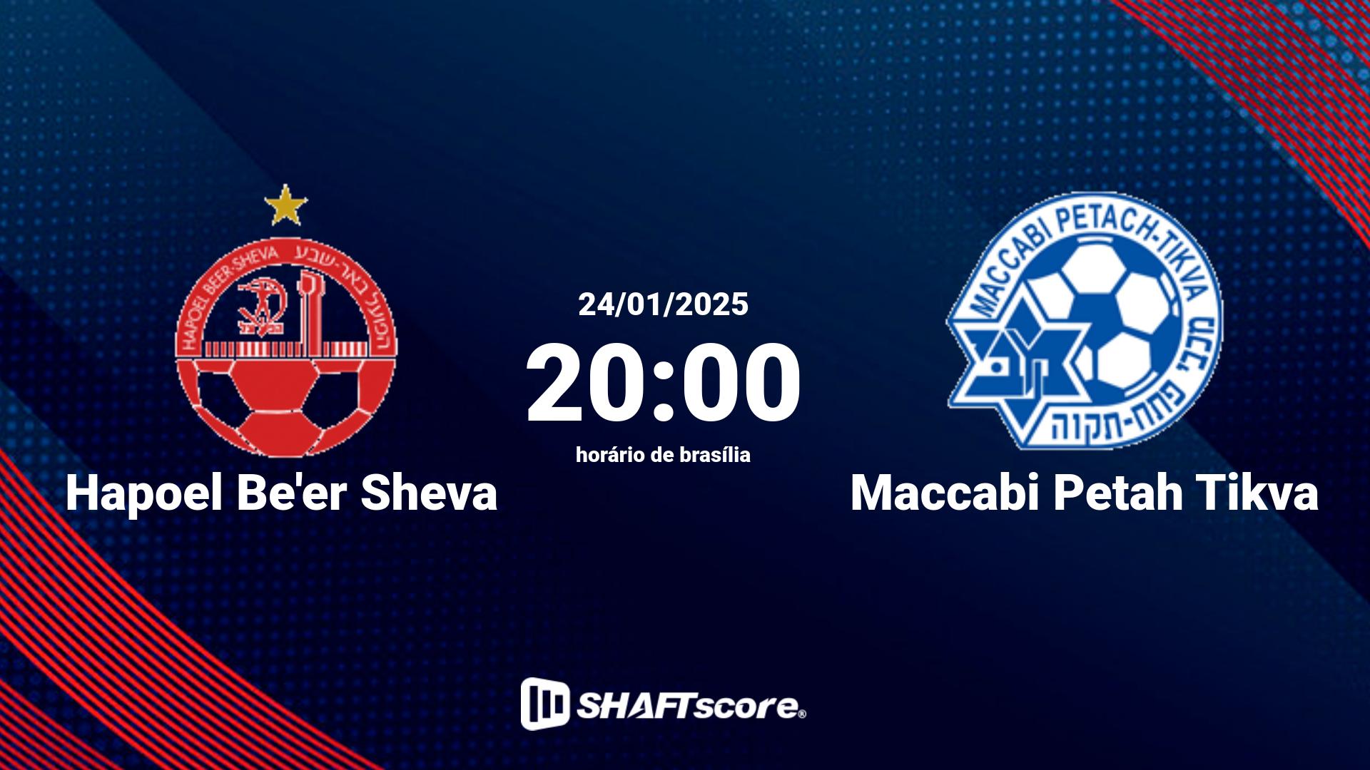 Estatísticas do jogo Hapoel Be'er Sheva vs Maccabi Petah Tikva 24.01 20:00