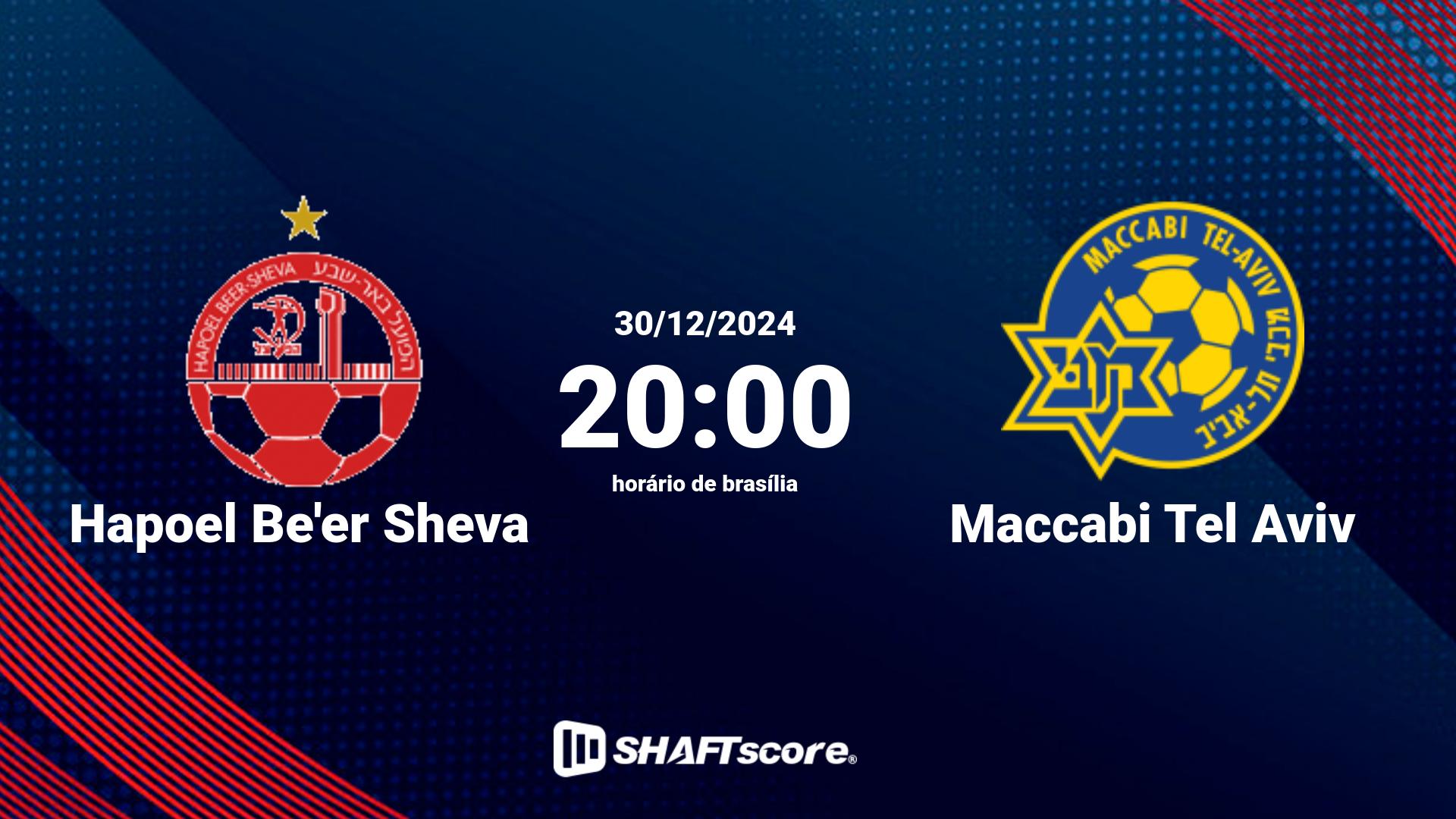 Estatísticas do jogo Hapoel Be'er Sheva vs Maccabi Tel Aviv 30.12 20:00