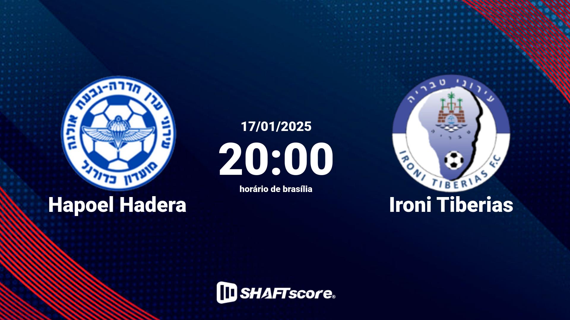 Estatísticas do jogo Hapoel Hadera vs Ironi Tiberias 17.01 20:00