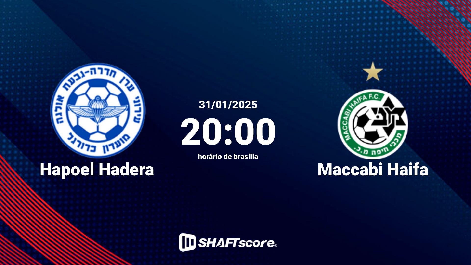 Estatísticas do jogo Hapoel Hadera vs Maccabi Haifa 31.01 20:00