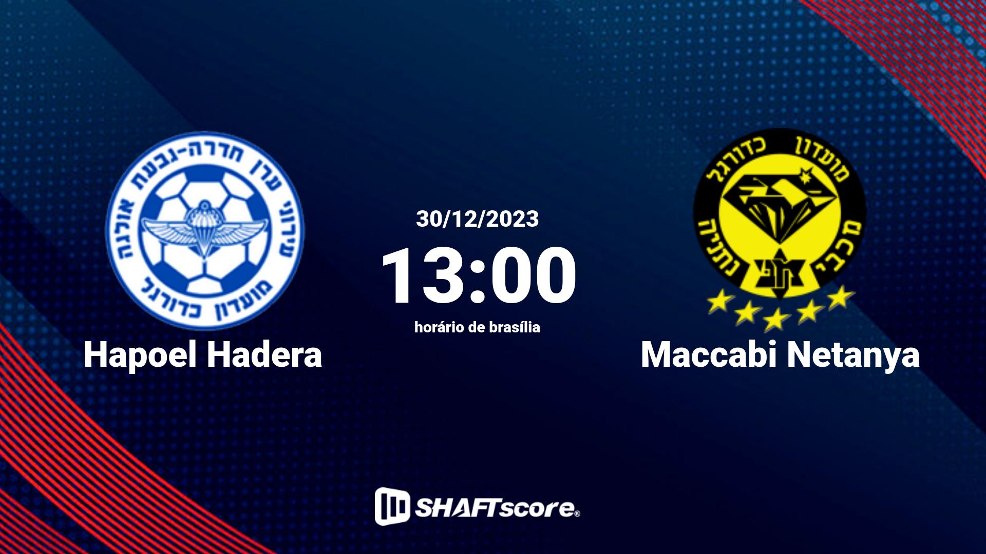 Estatísticas do jogo Hapoel Hadera vs Maccabi Netanya 30.12 13:00