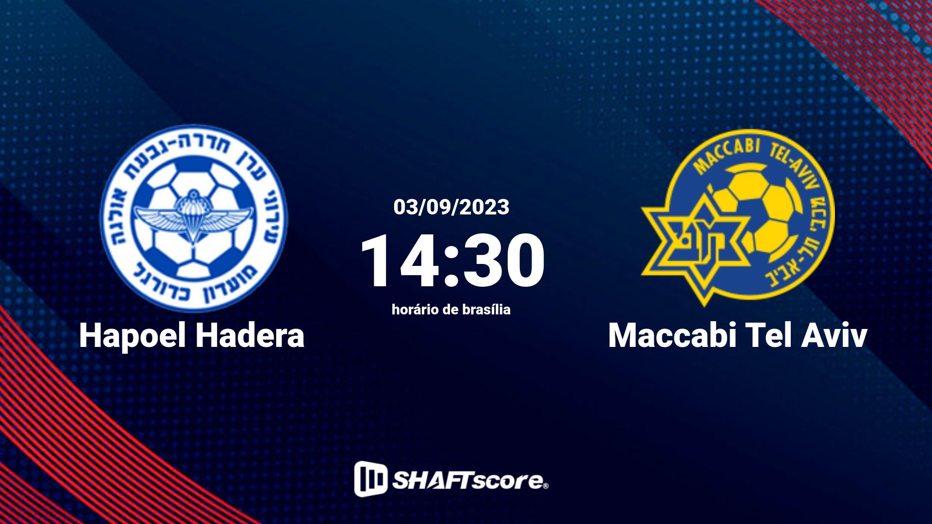 Estatísticas do jogo Hapoel Hadera vs Maccabi Tel Aviv 03.09 14:30