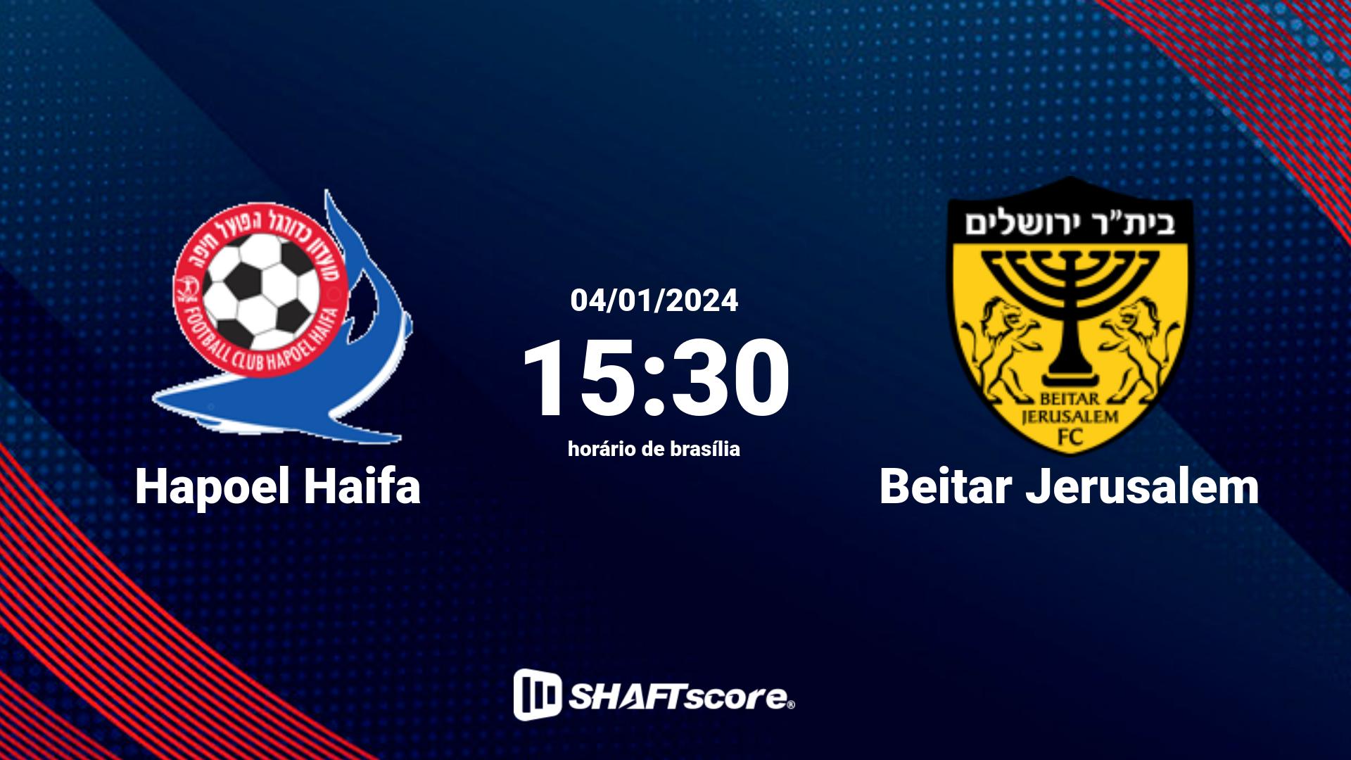 Estatísticas do jogo Hapoel Haifa vs Beitar Jerusalem 04.01 15:30