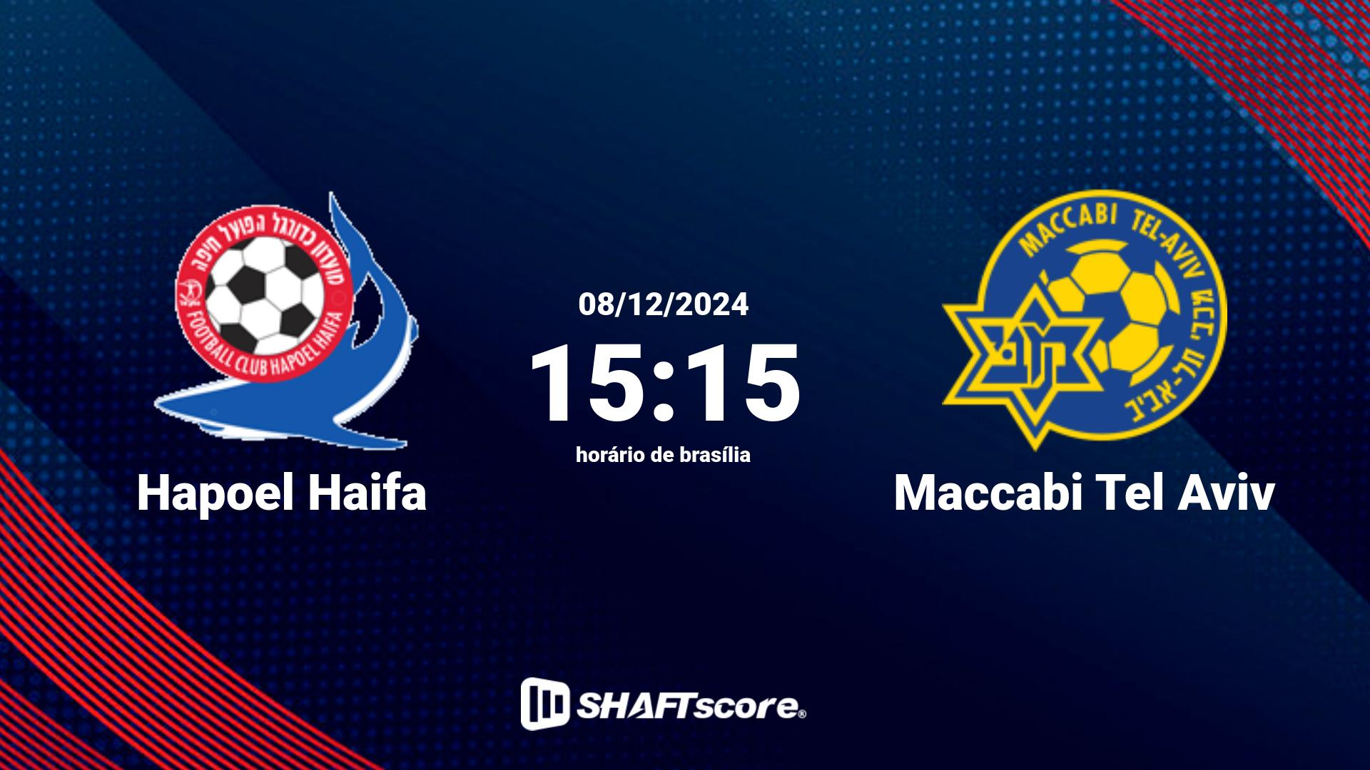 Estatísticas do jogo Hapoel Haifa vs Maccabi Tel Aviv 08.12 15:15