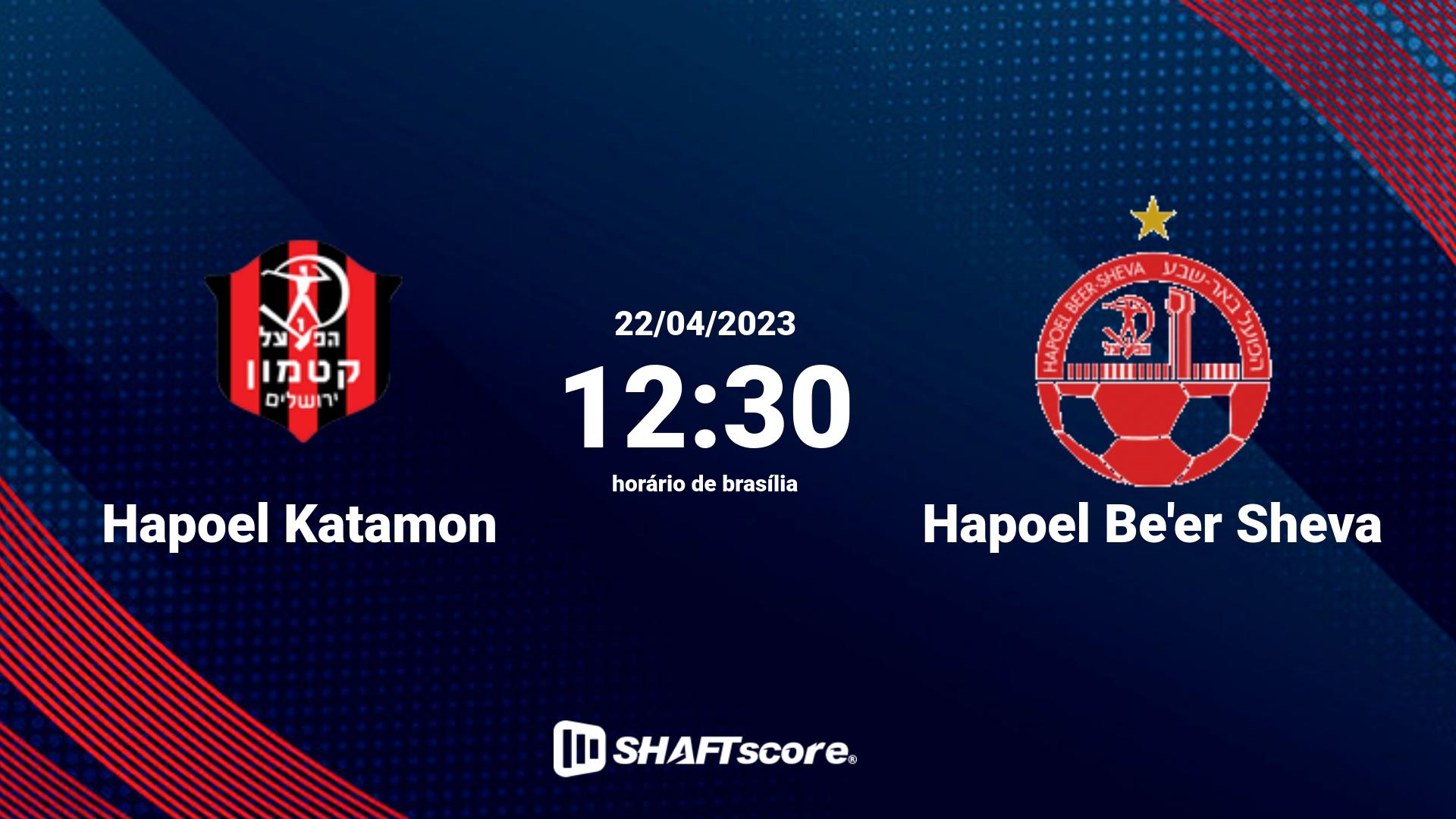 Estatísticas do jogo Hapoel Katamon vs Hapoel Be'er Sheva 22.04 12:30