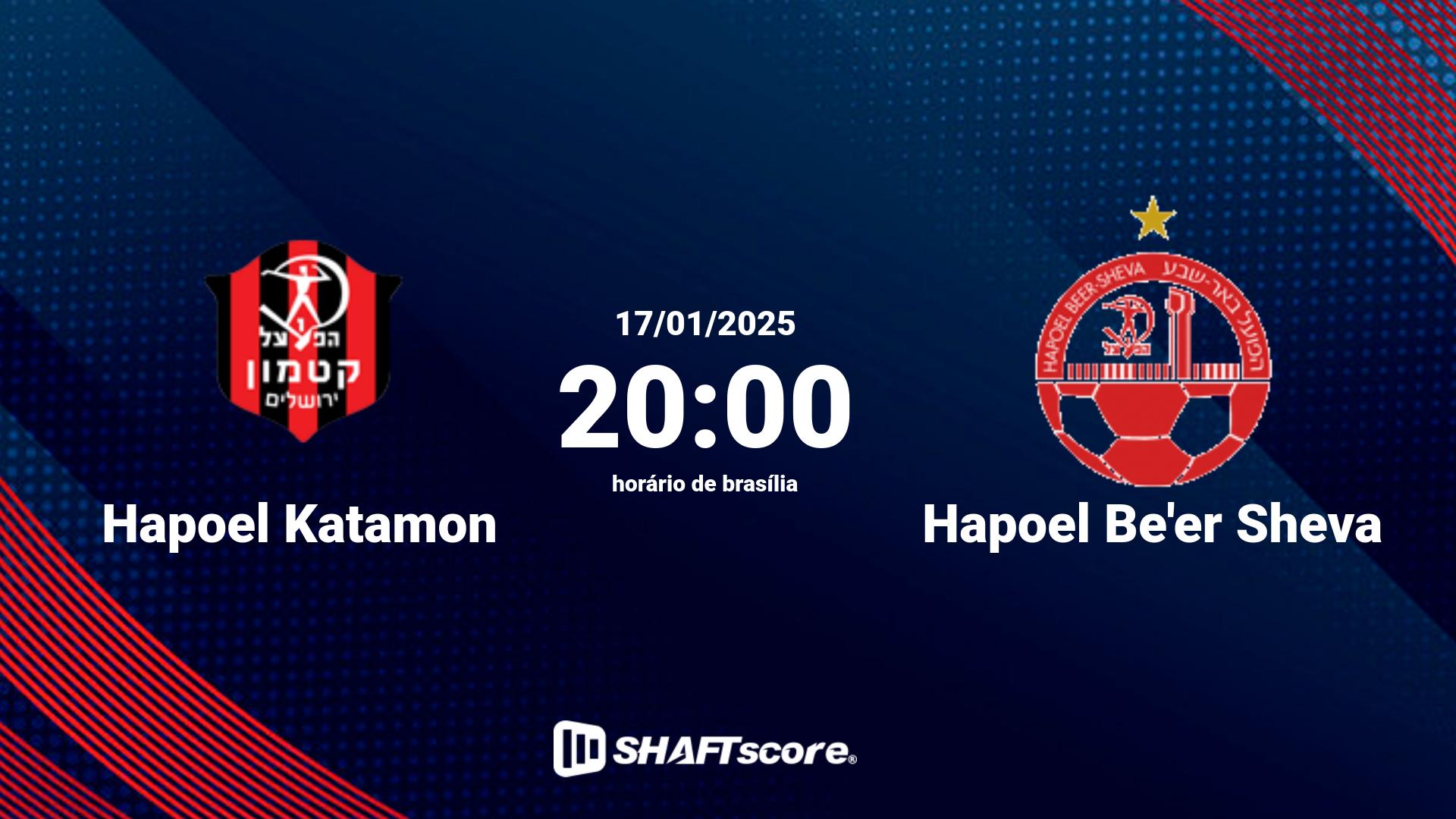 Estatísticas do jogo Hapoel Katamon vs Hapoel Be'er Sheva 17.01 20:00