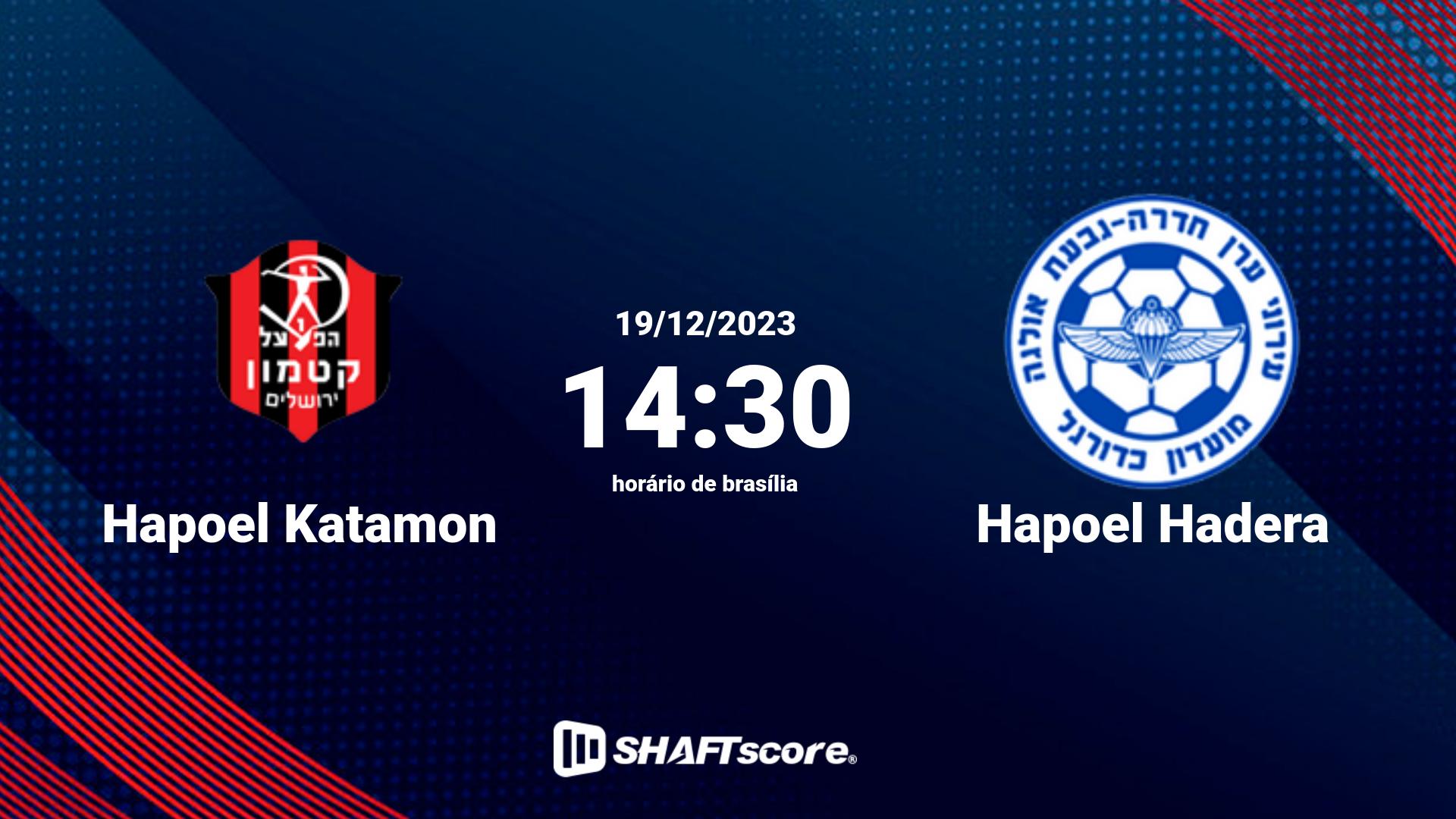 Estatísticas do jogo Hapoel Katamon vs Hapoel Hadera 19.12 14:30