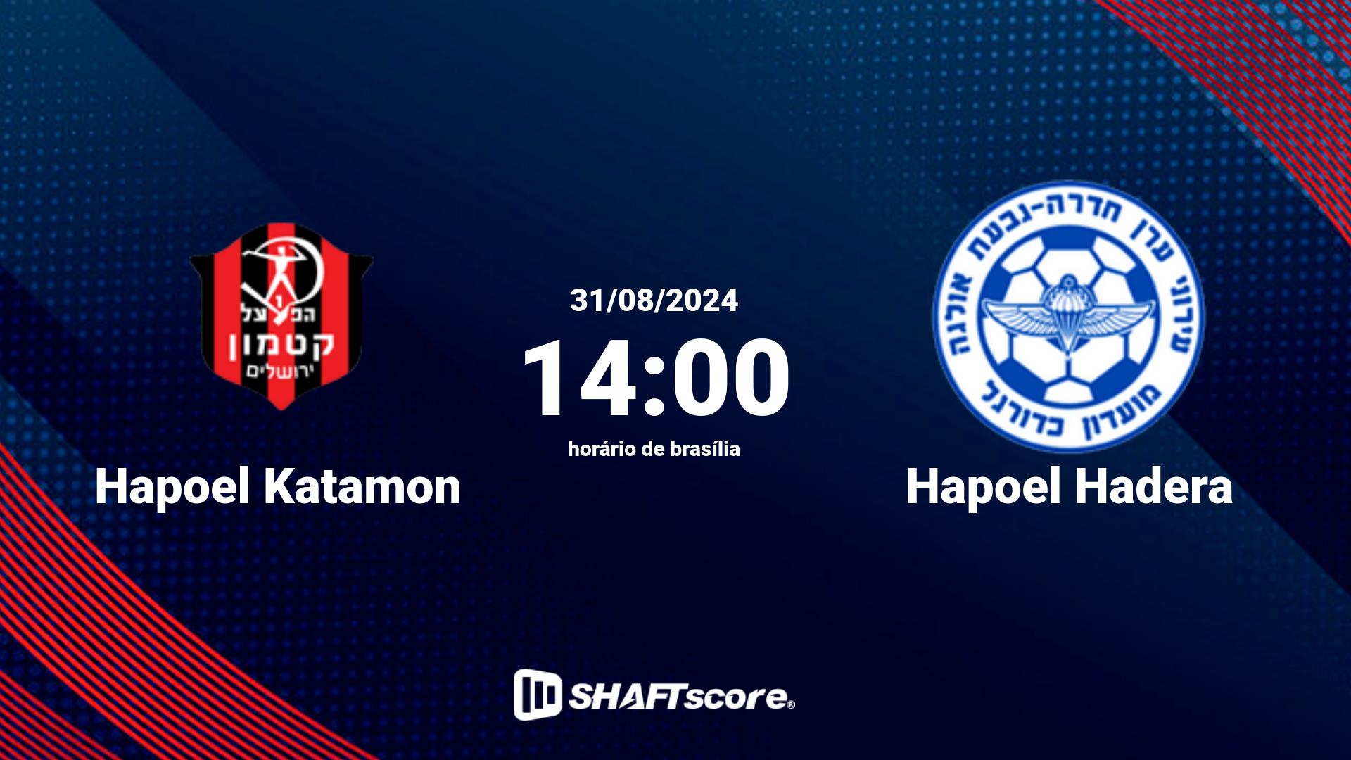 Estatísticas do jogo Hapoel Katamon vs Hapoel Hadera 31.08 14:00