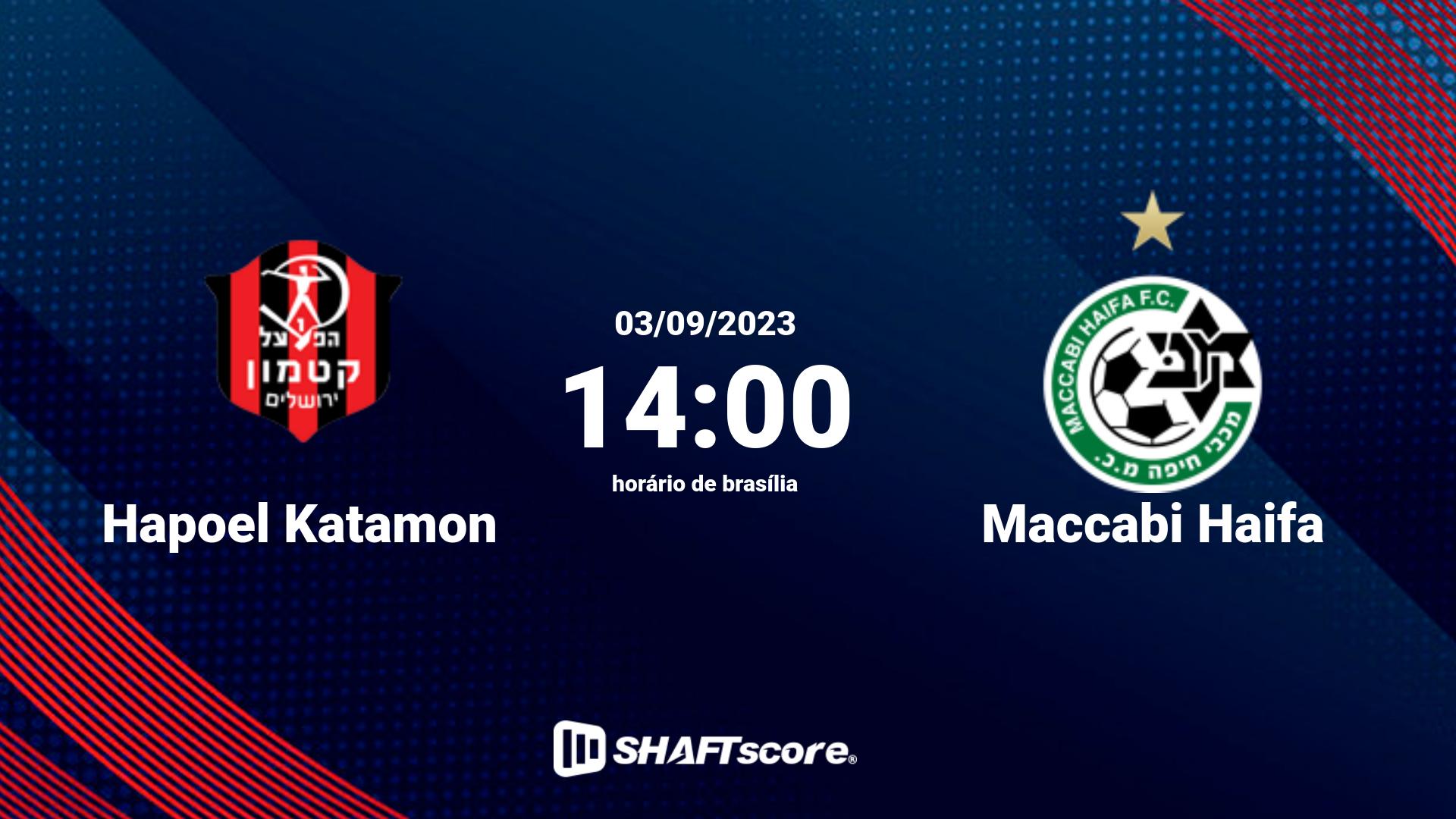 Estatísticas do jogo Hapoel Katamon vs Maccabi Haifa 03.09 14:00