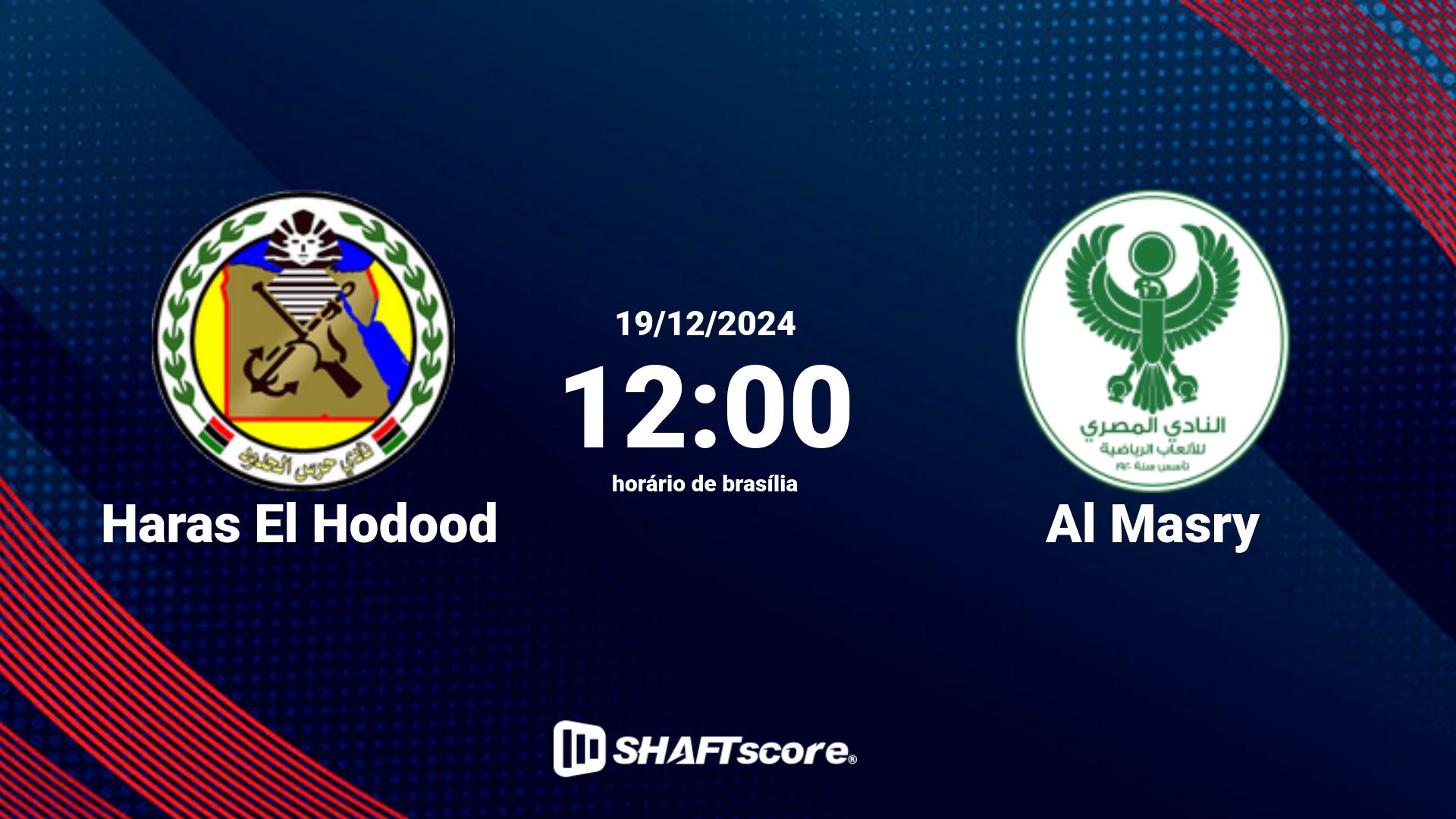 Estatísticas do jogo Haras El Hodood vs Al Masry 19.12 12:00