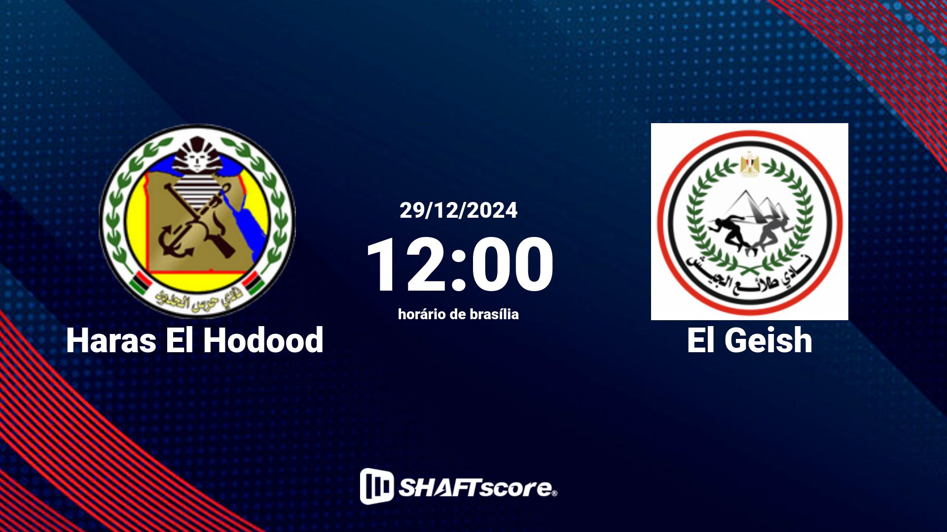 Estatísticas do jogo Haras El Hodood vs El Geish 29.12 12:00