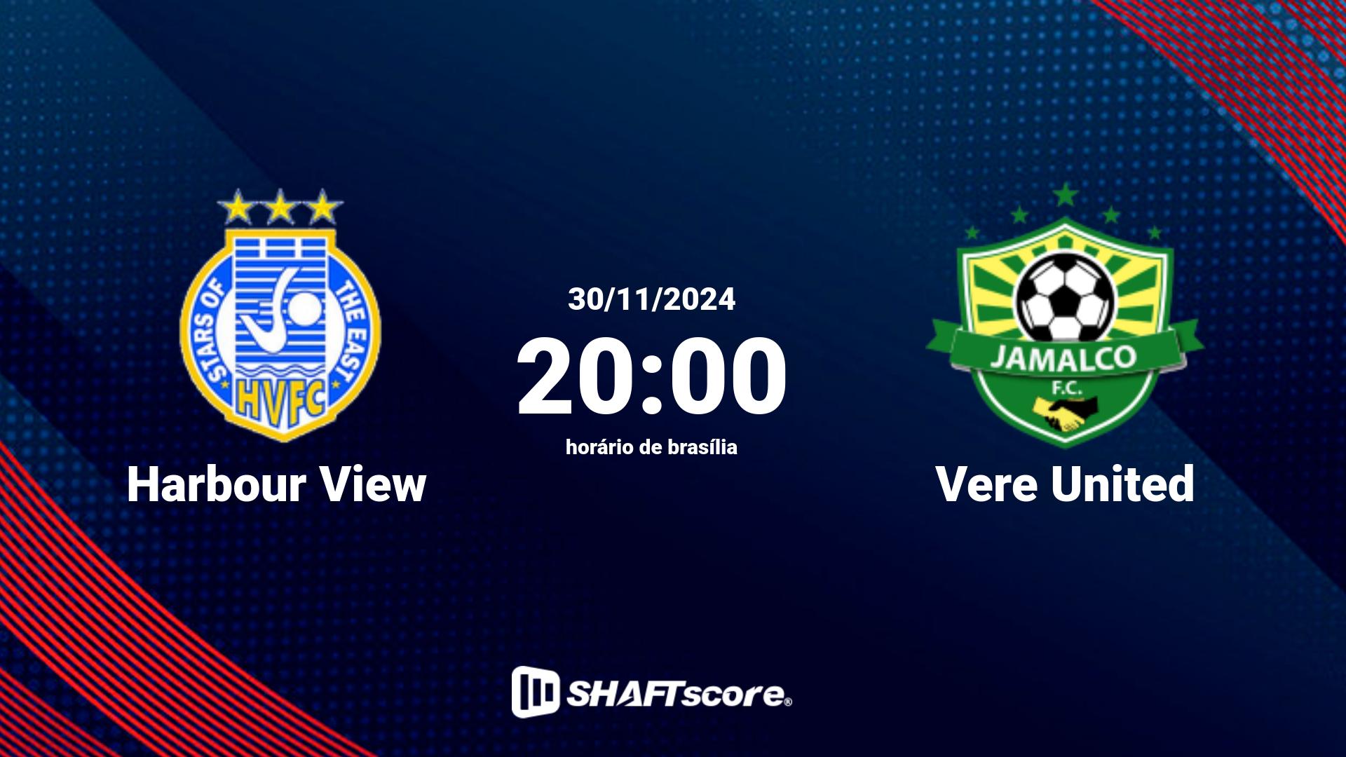 Estatísticas do jogo Harbour View vs Vere United 30.11 20:00