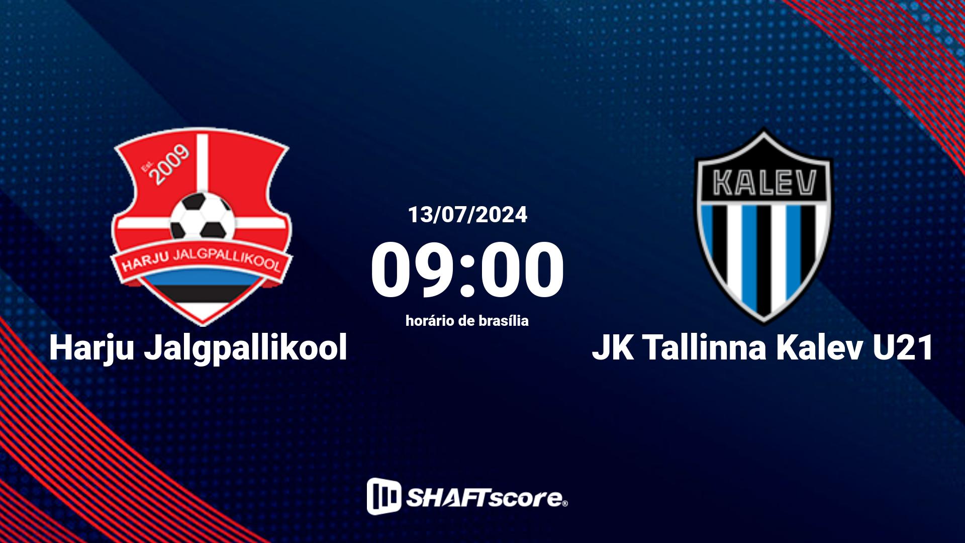 Estatísticas do jogo Harju Jalgpallikool vs JK Tallinna Kalev U21 13.07 09:00