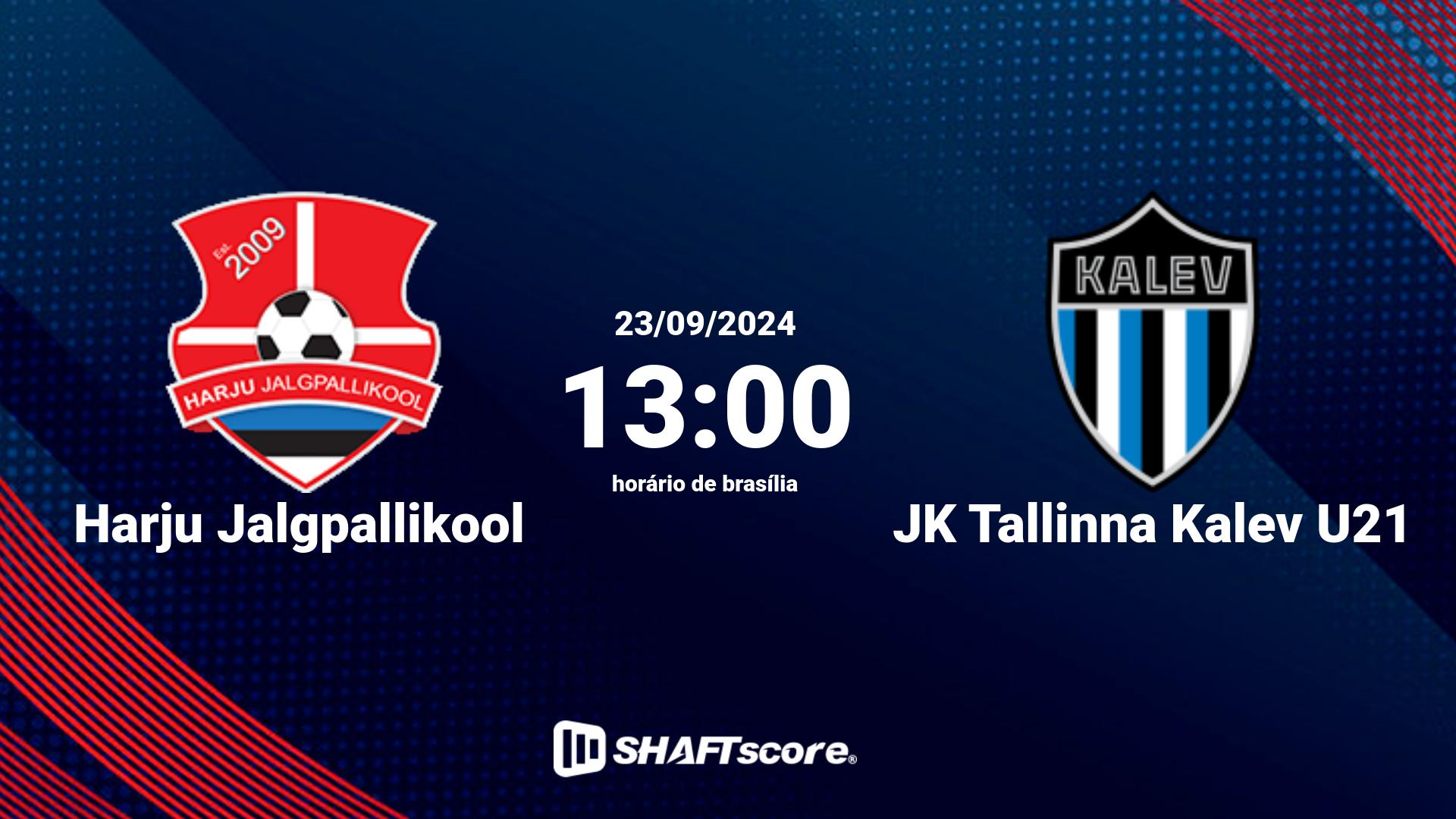 Estatísticas do jogo Harju Jalgpallikool vs JK Tallinna Kalev U21 23.09 13:00