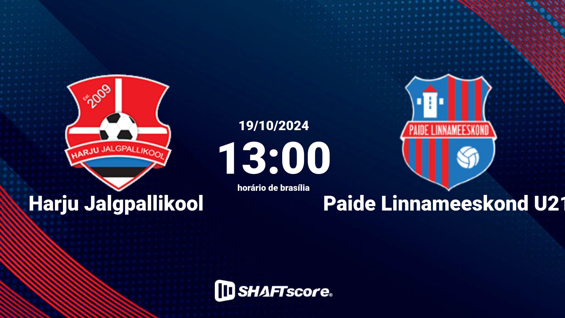 Estatísticas do jogo Harju Jalgpallikool vs Paide Linnameeskond U21 19.10 13:00