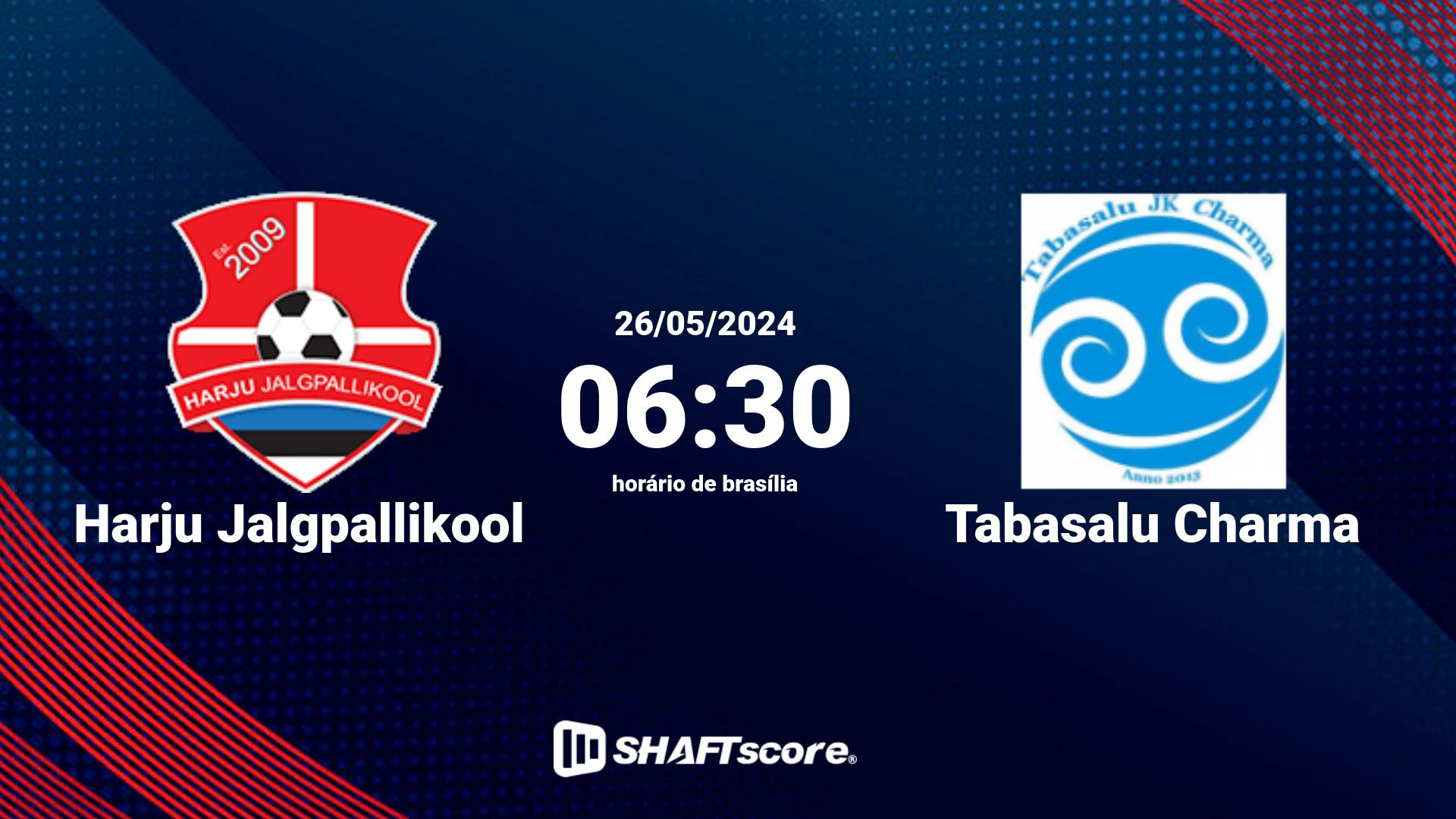 Estatísticas do jogo Harju Jalgpallikool vs Tabasalu Charma 26.05 06:30
