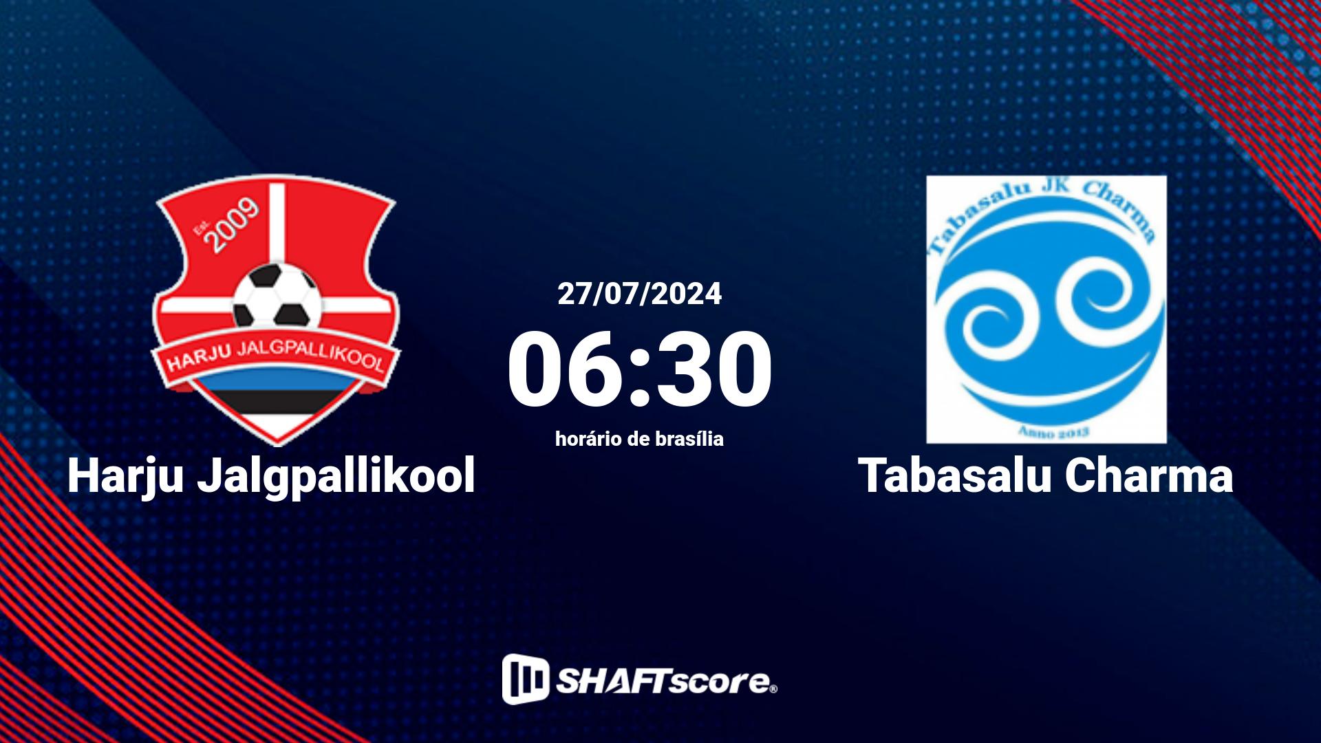 Estatísticas do jogo Harju Jalgpallikool vs Tabasalu Charma 27.07 06:30