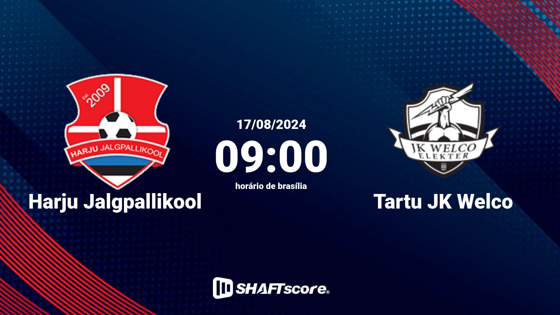 Estatísticas do jogo Harju Jalgpallikool vs Tartu JK Welco 17.08 09:00