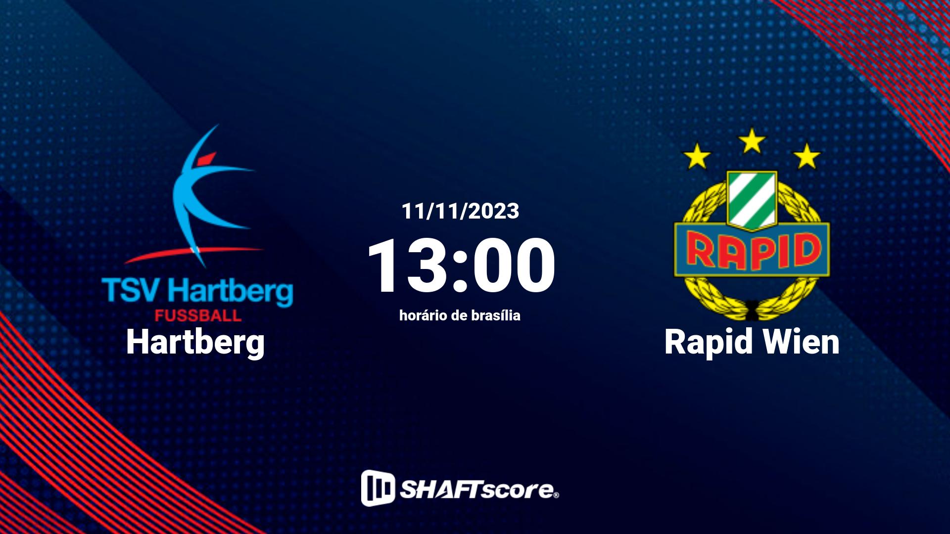 Estatísticas do jogo Hartberg vs Rapid Wien 11.11 13:00