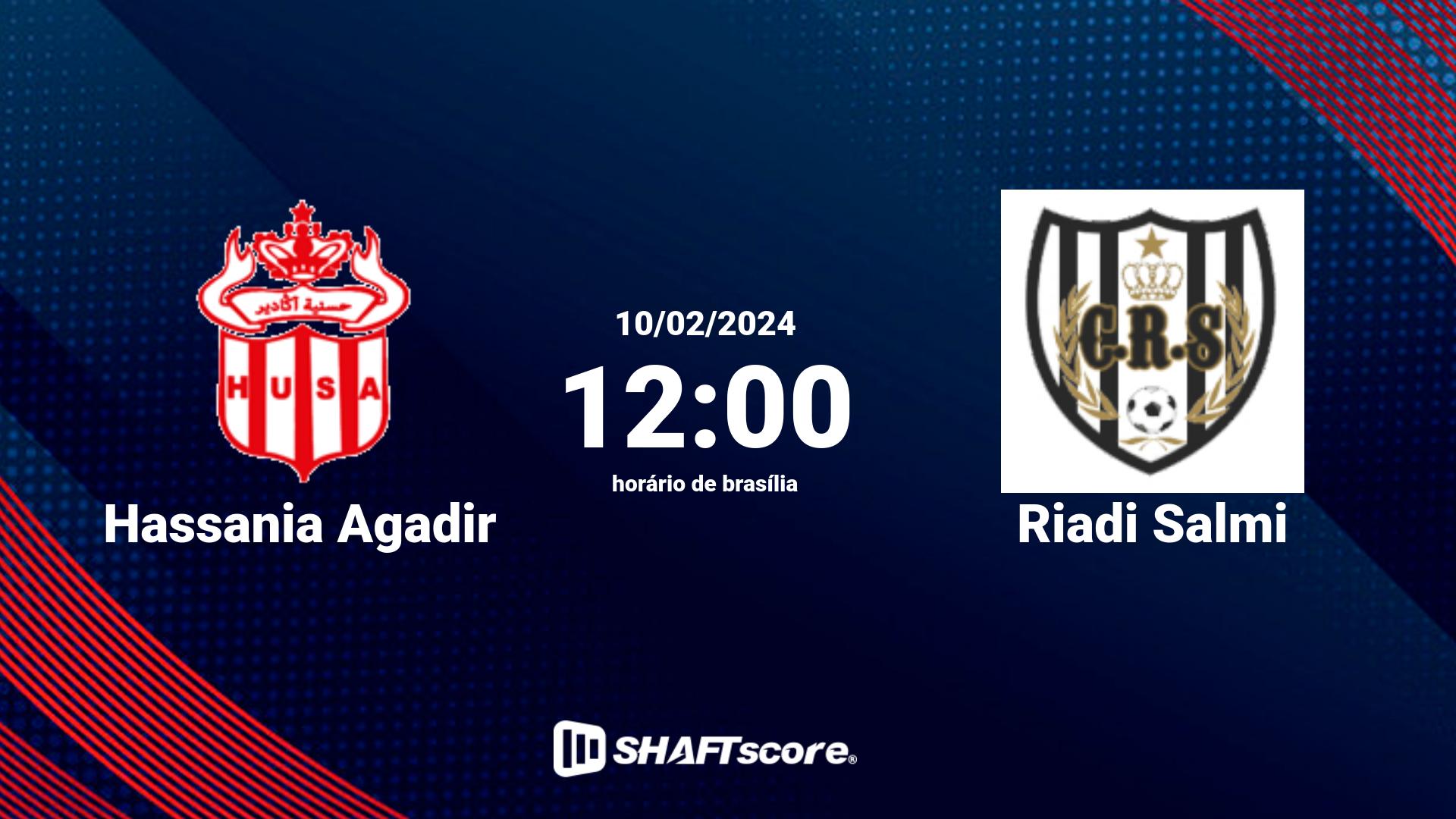 Estatísticas do jogo Hassania Agadir vs Riadi Salmi 10.02 12:00