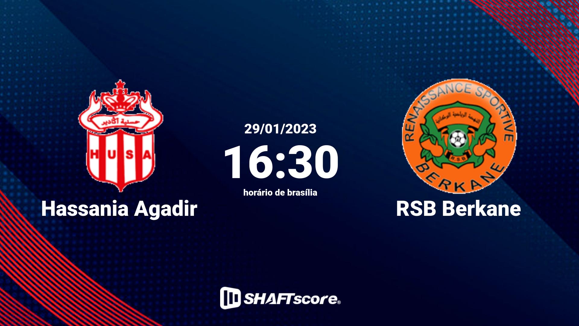 Estatísticas do jogo Hassania Agadir vs RSB Berkane 29.01 16:30