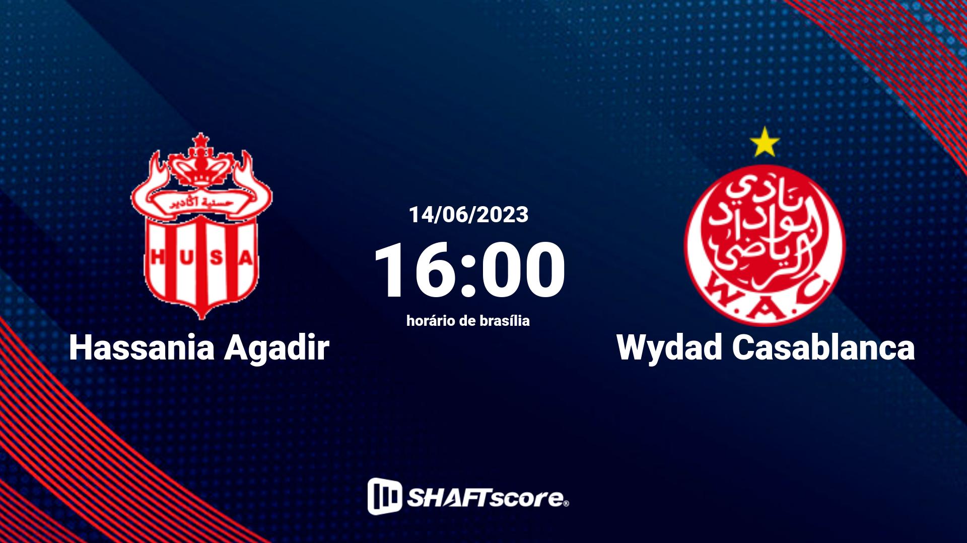 Estatísticas do jogo Hassania Agadir vs Wydad Casablanca 14.06 16:00