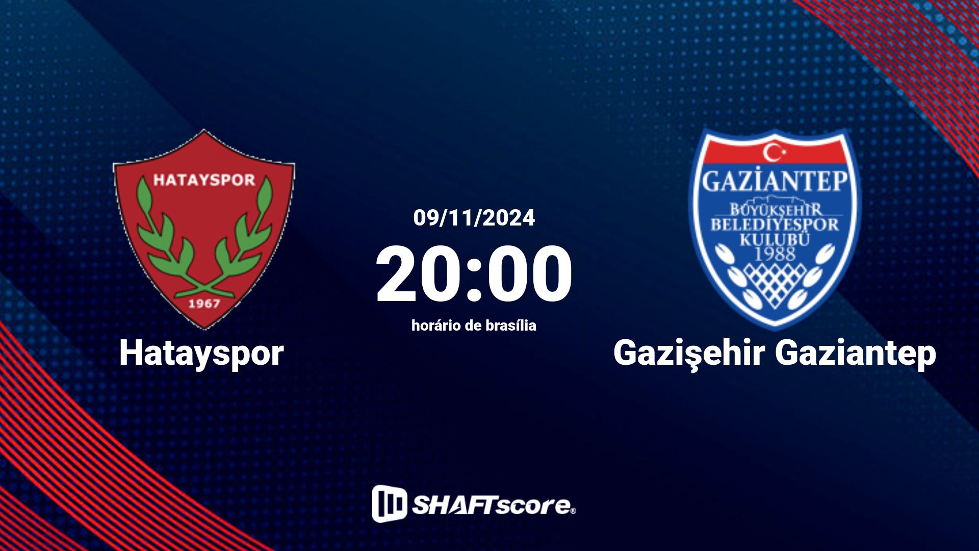 Estatísticas do jogo Hatayspor vs Gazişehir Gaziantep 09.11 20:00